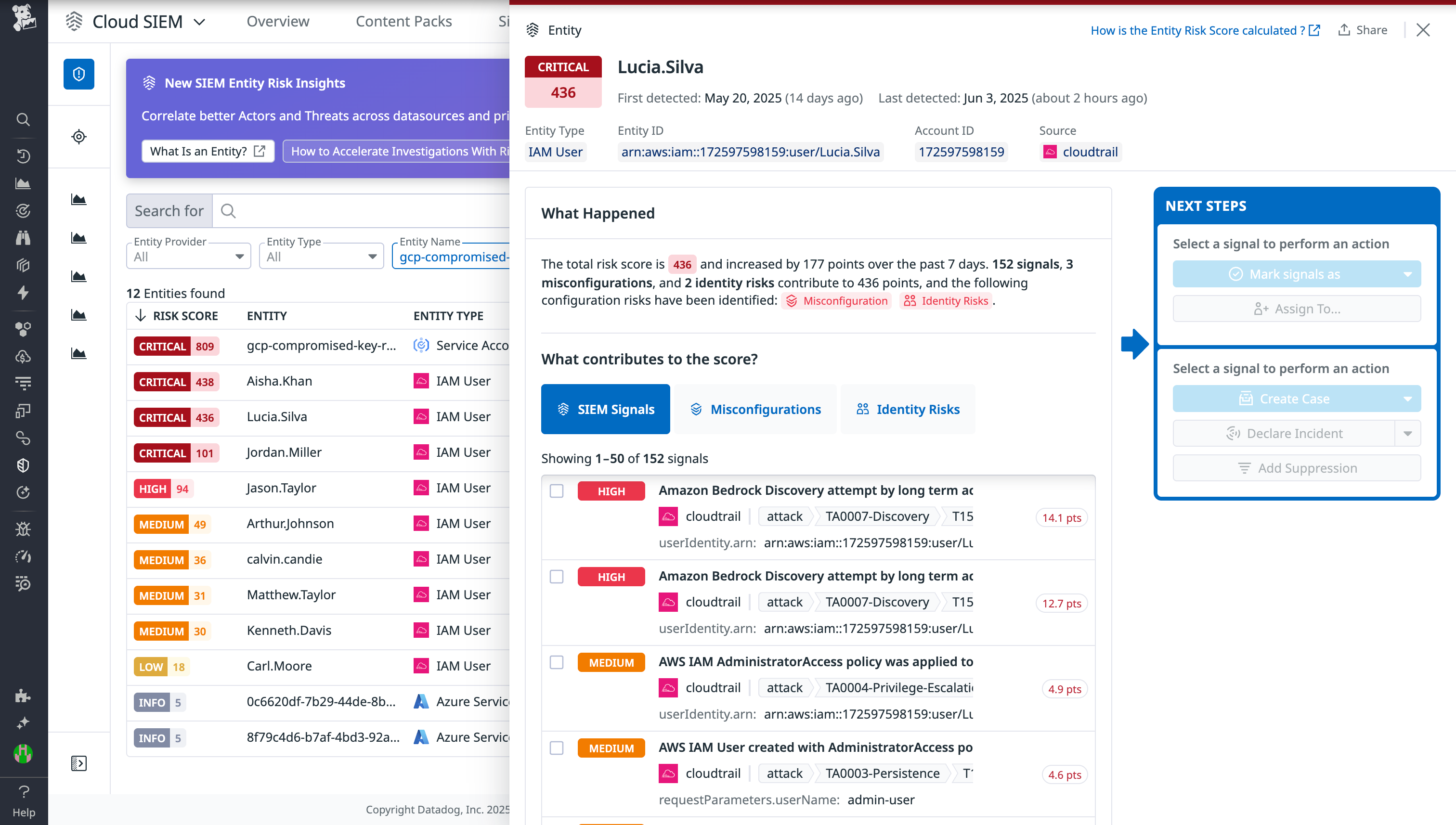 Investigate risky entities with Cloud SIEM Risk Insights