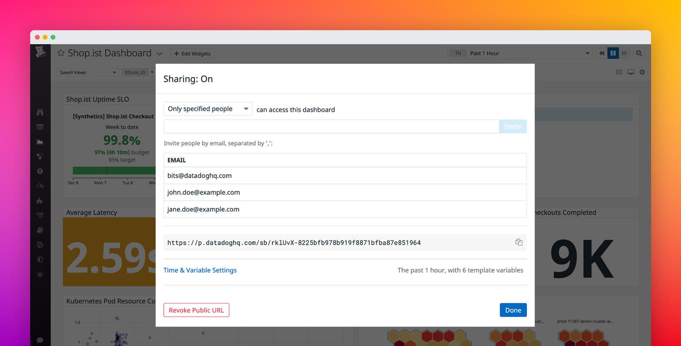 Share Datadog dashboards securely with anyone outside of your organization Share Datadog dashboards securely with anyone outside of your organization