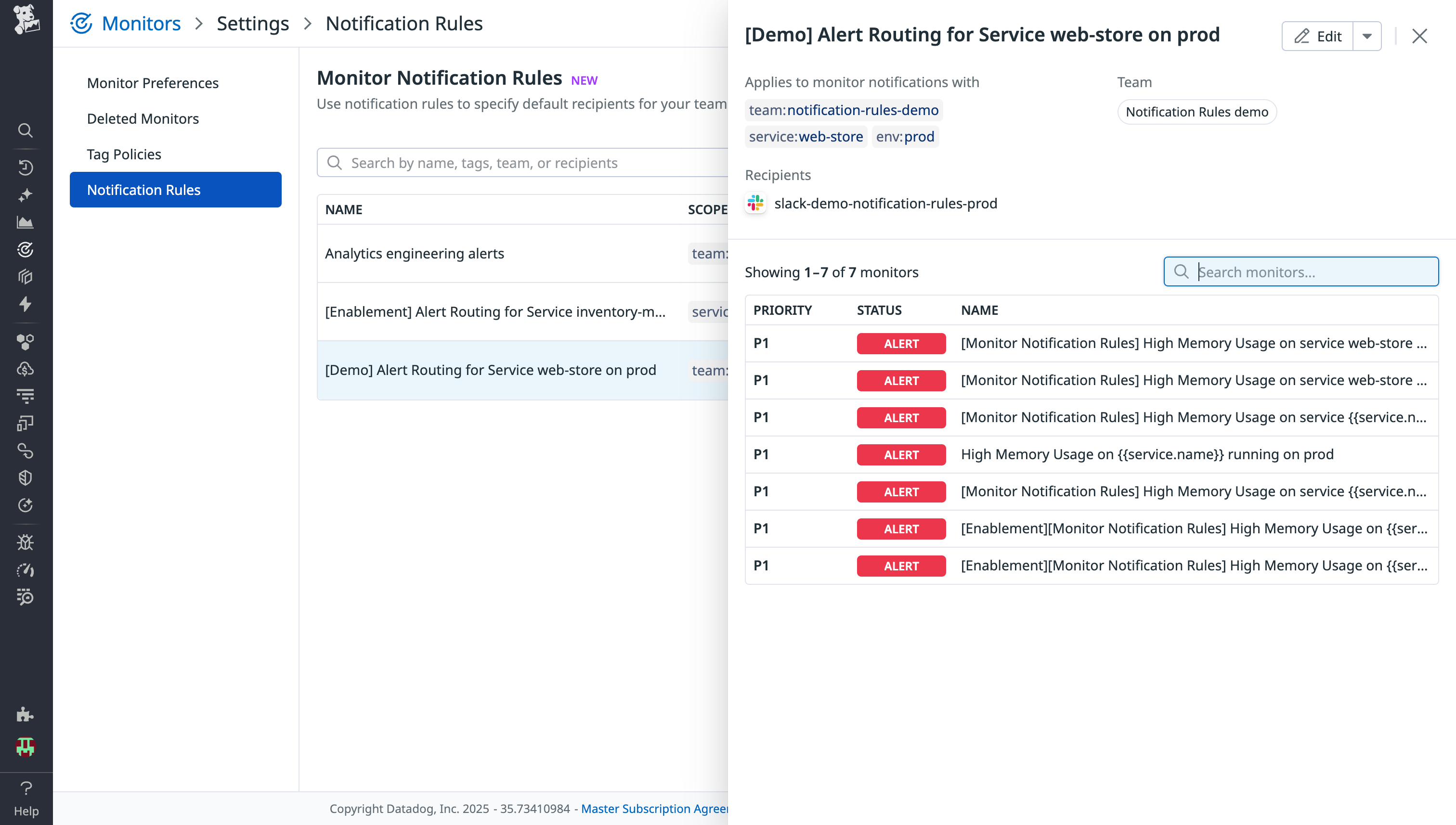 Creating notification rules for a monitor.