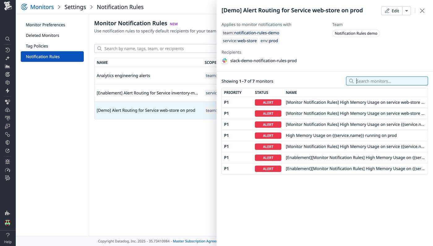 Creating notification rules for a monitor. Creating notification rules for a monitor.