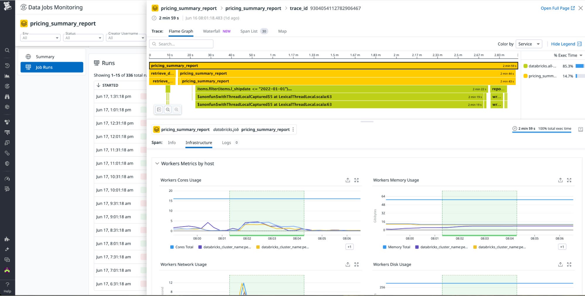 Infrastructure tab in DJM job details page Infrastructure tab in DJM job details page