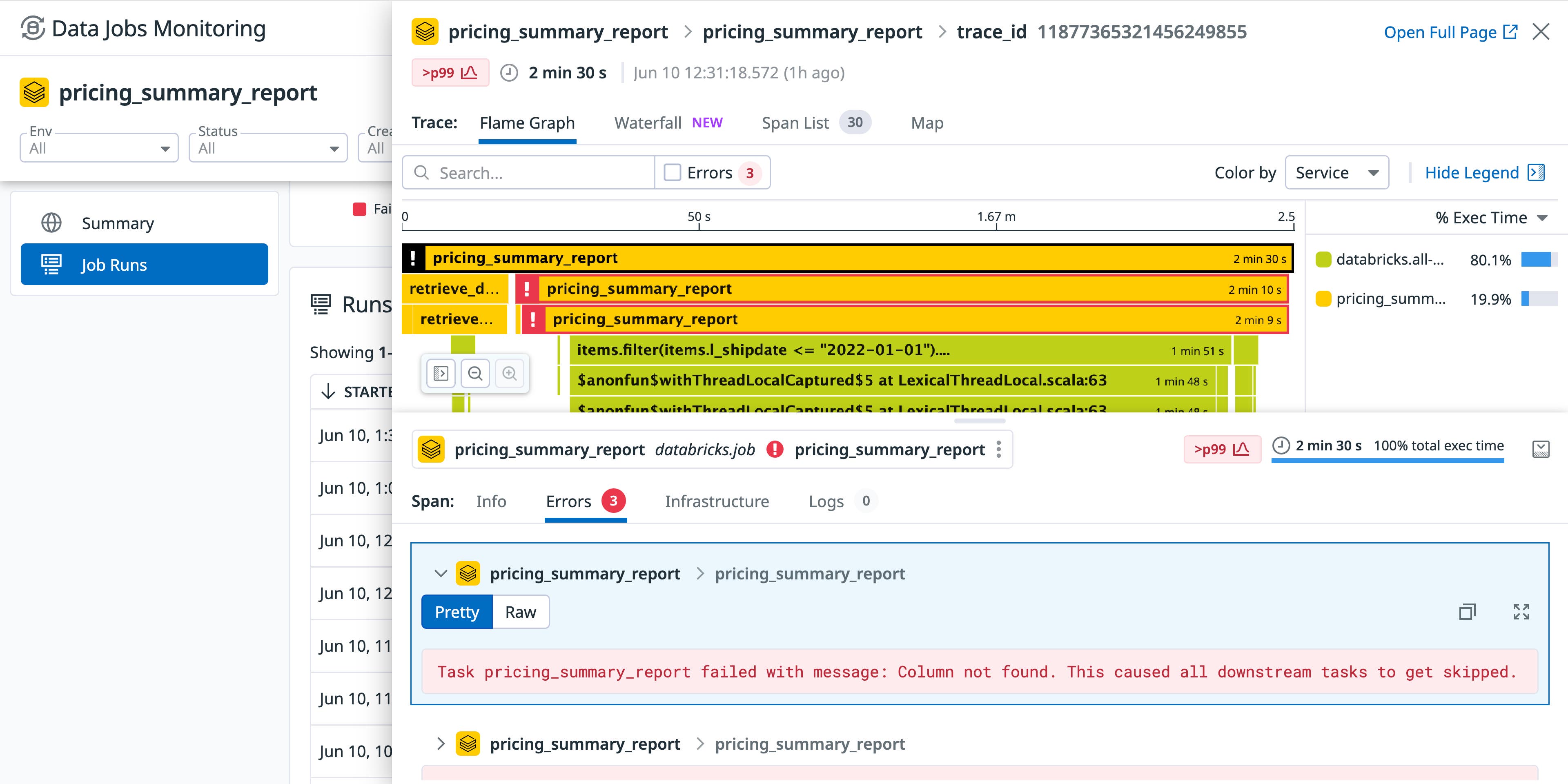 Pivot from DJM to a trace of a job's execution. Pivot from DJM to a trace of a job's execution.