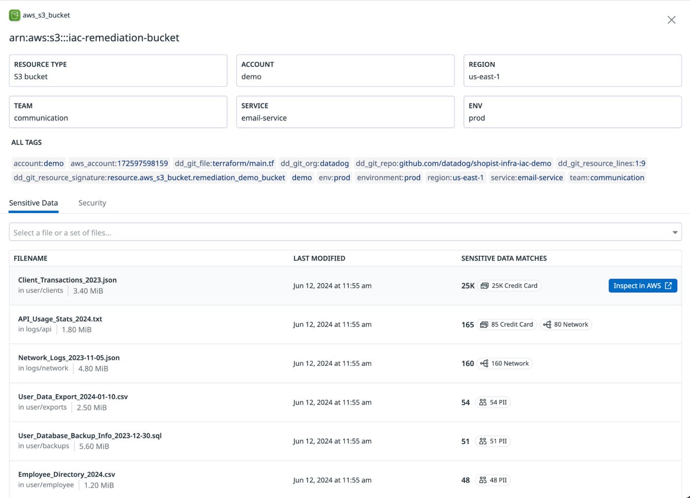 Detail side panel in Data Security Detail side panel in Data Security