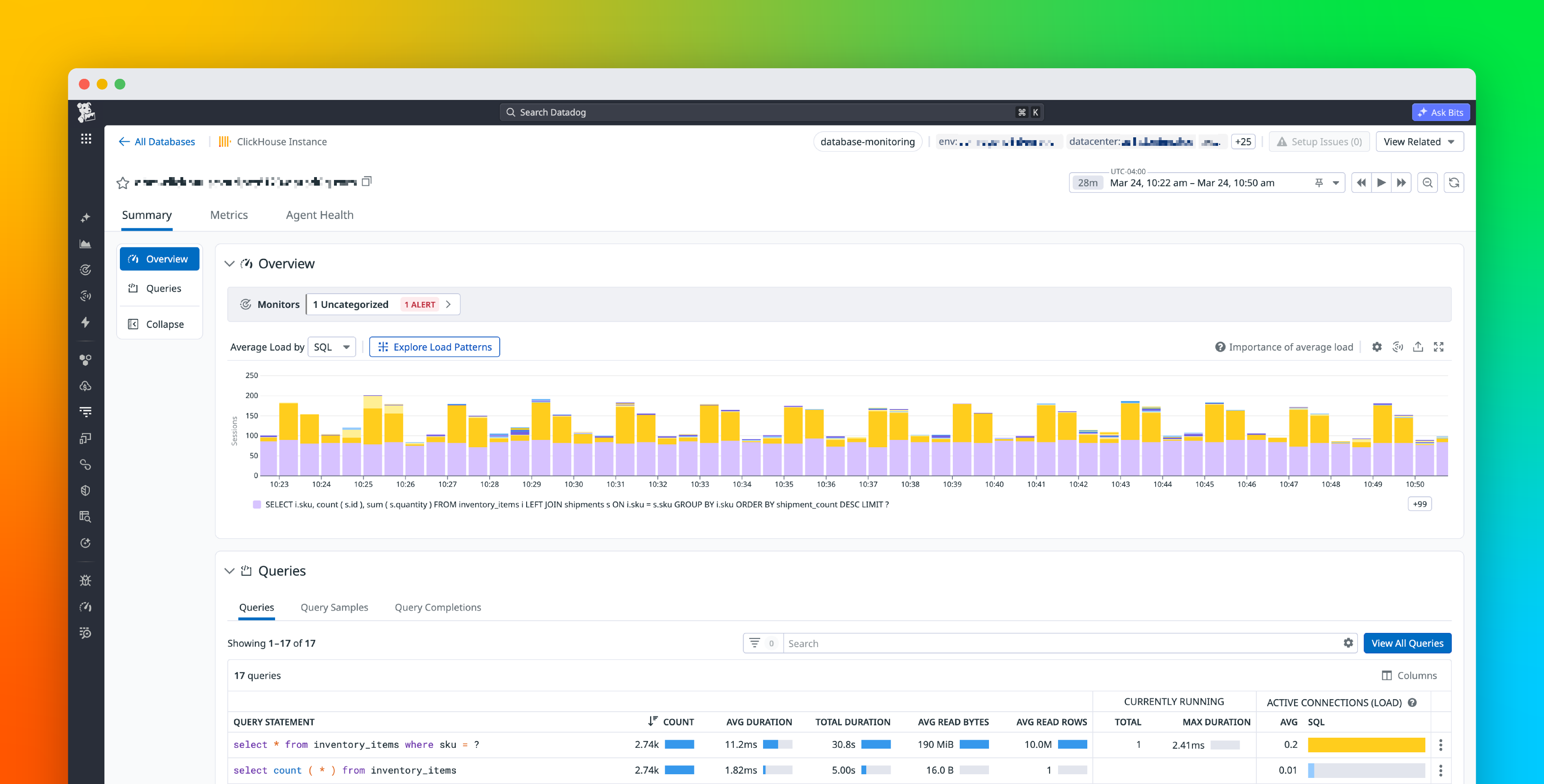 Monitor ClickHouse query performance with Datadog Database Monitoring