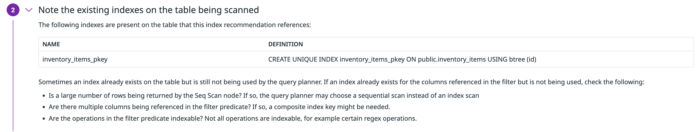 It's essential to review existing indexes before applying index recommendations.