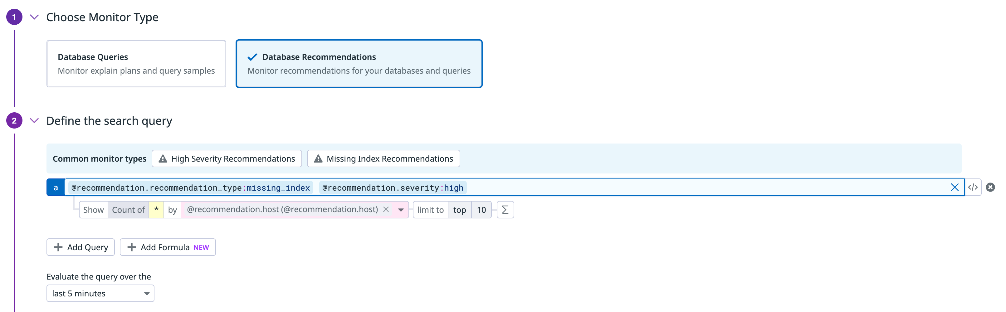 Creating monitors on DBM index recommendations can help you proactively respond to database performance issues.