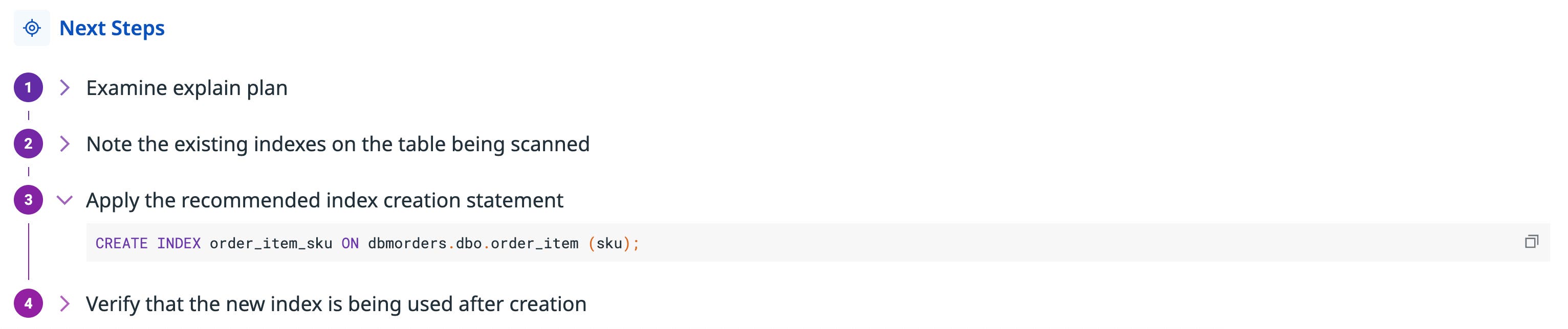 Next steps for a DBM Recommendations finding Next steps for a DBM Recommendations finding