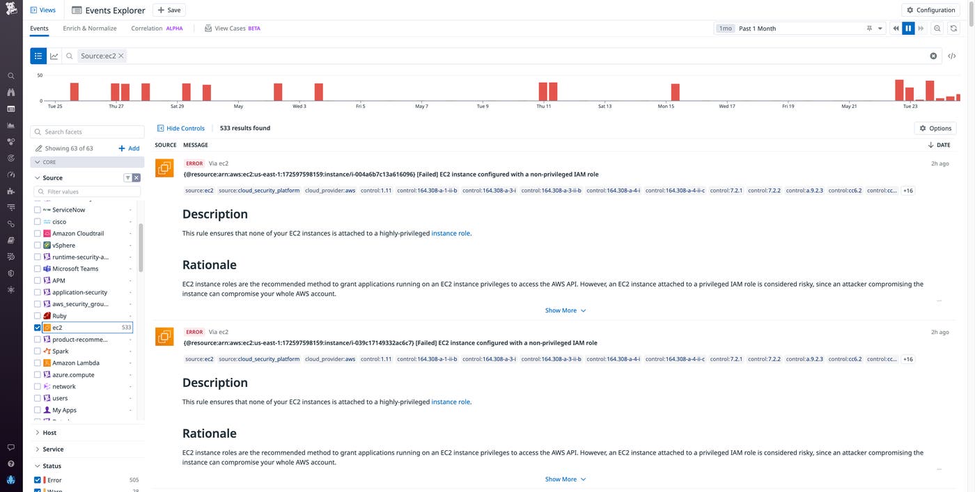 The AWS integration allows you to stream EC2 events into the Datadog Events Explorer The AWS integration allows you to stream EC2 events into the Datadog Events Explorer