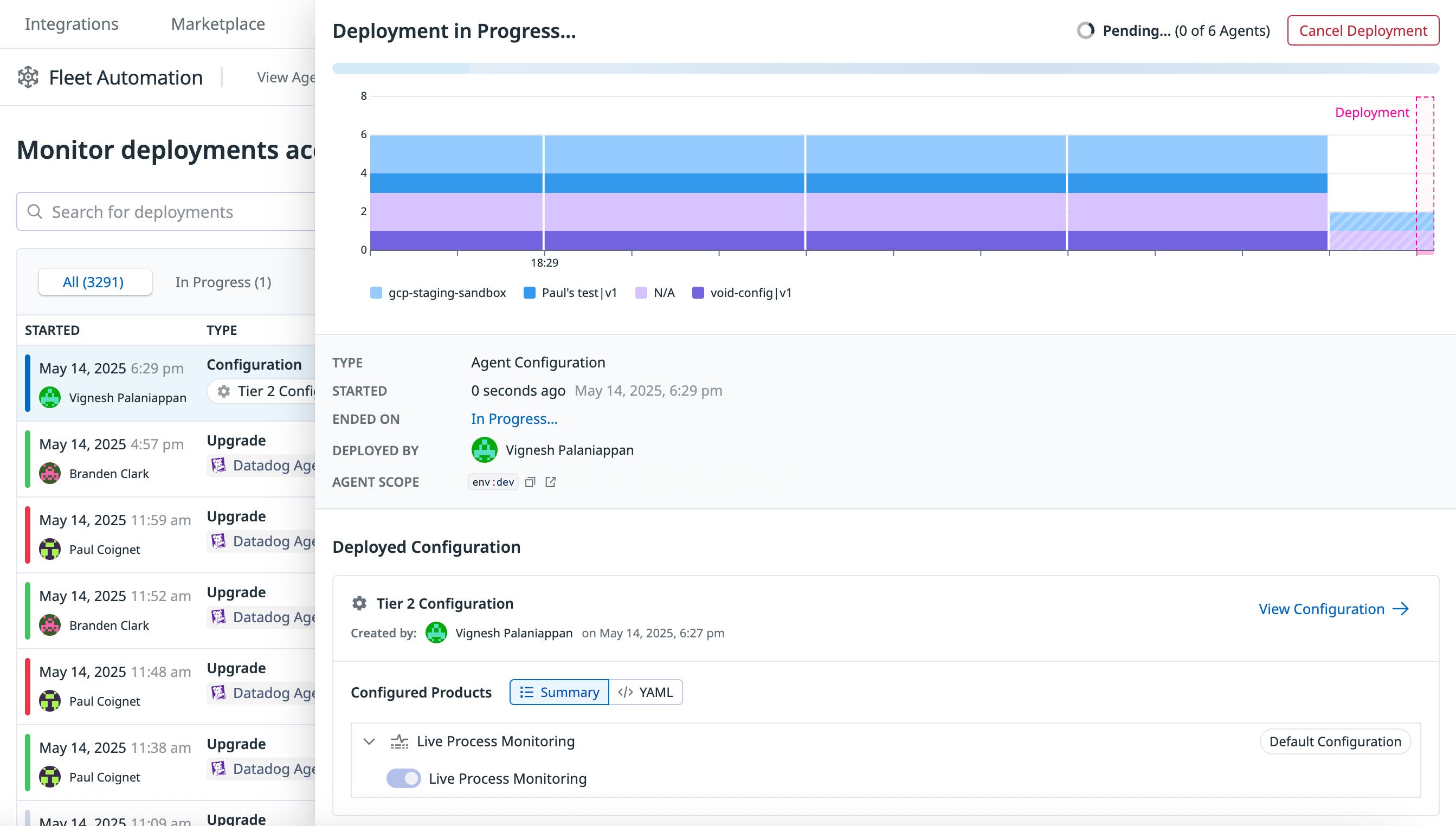 Track your Agent configuration deployments in Datadog Fleet Automation. Track your Agent configuration deployments in Datadog Fleet Automation.