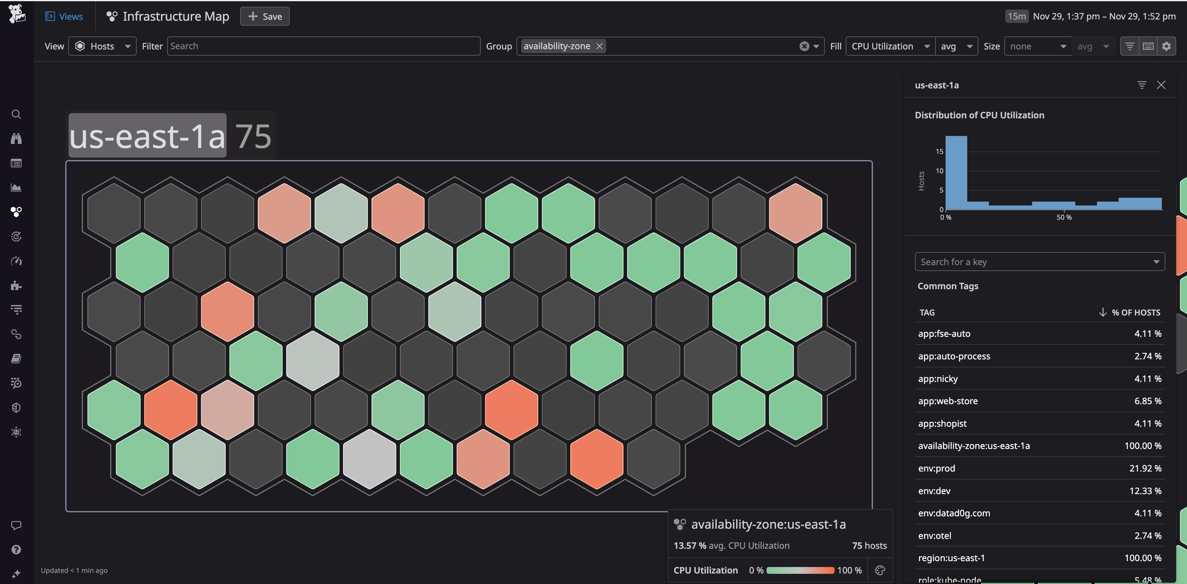 Host Map view in Datadog