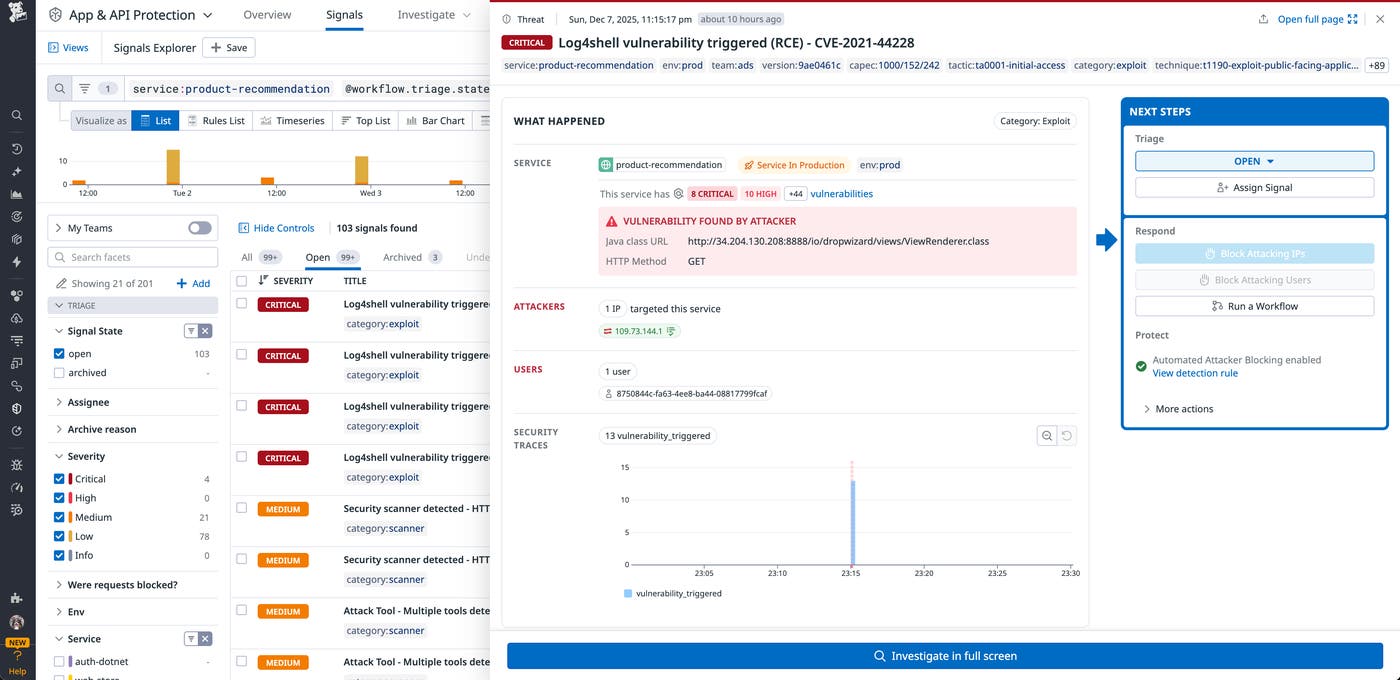 Because AAP collects observability and network data, as well as application runtime data, it can alert security and engineering teams to meaningful attacks. like SSRF attempts. Because AAP collects observability and network data, as well as application runtime data, it can alert security and engineering teams to meaningful attacks. like SSRF attempts.