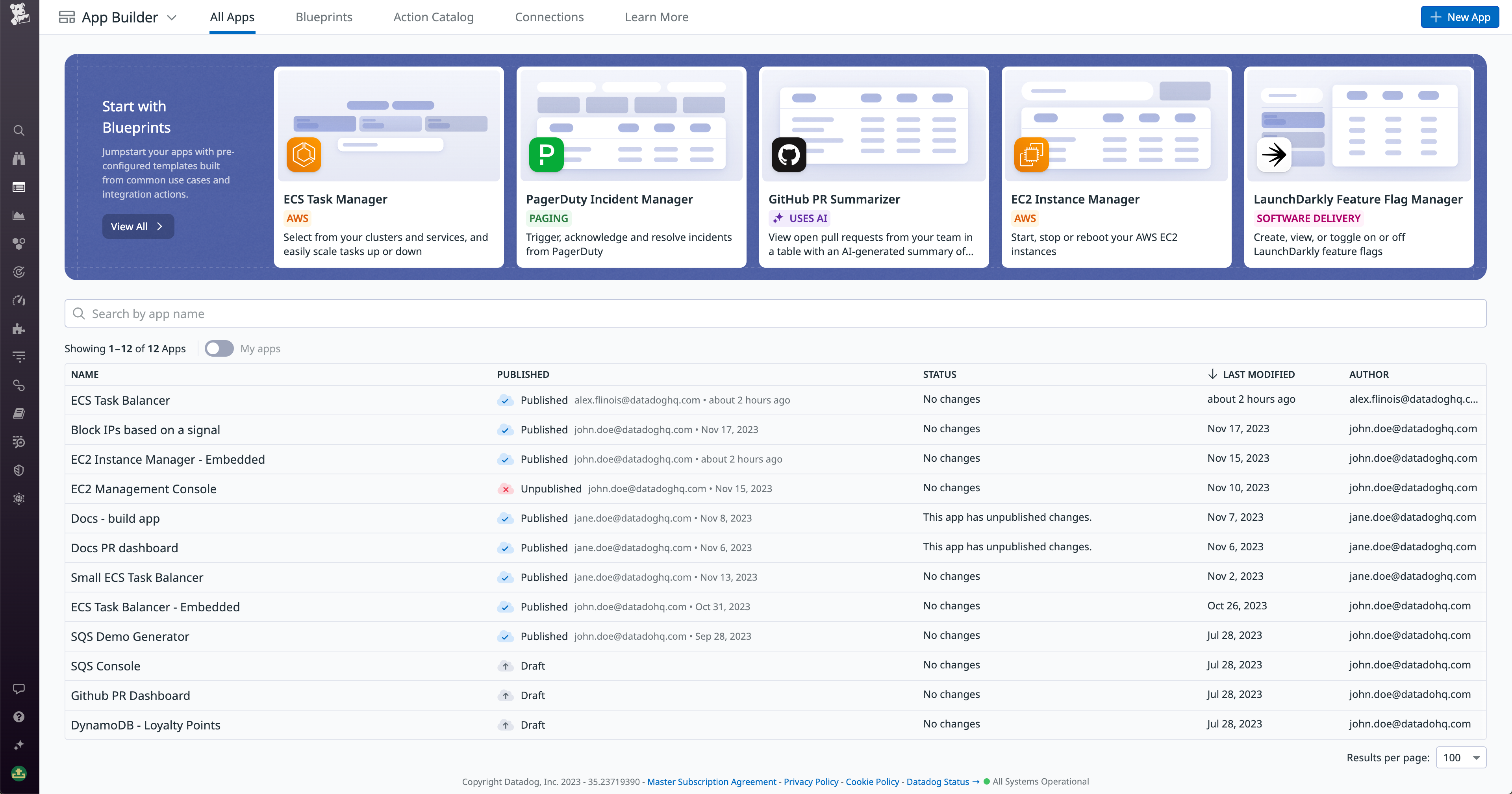Browse for published apps in the App Builder list view