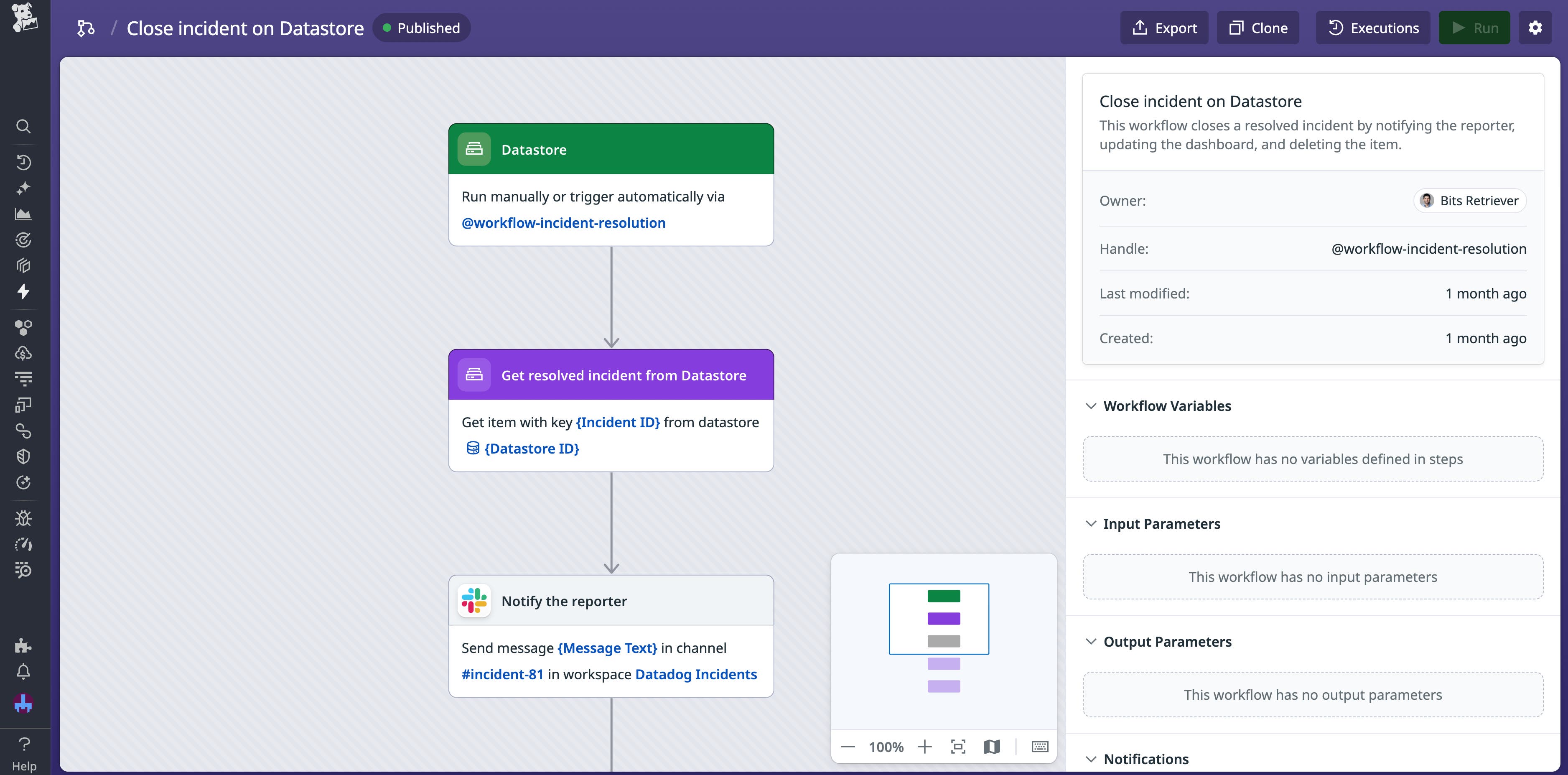 A screenshot of the actions within in an incident resolution workflow. A screenshot of the actions within in an incident resolution workflow.