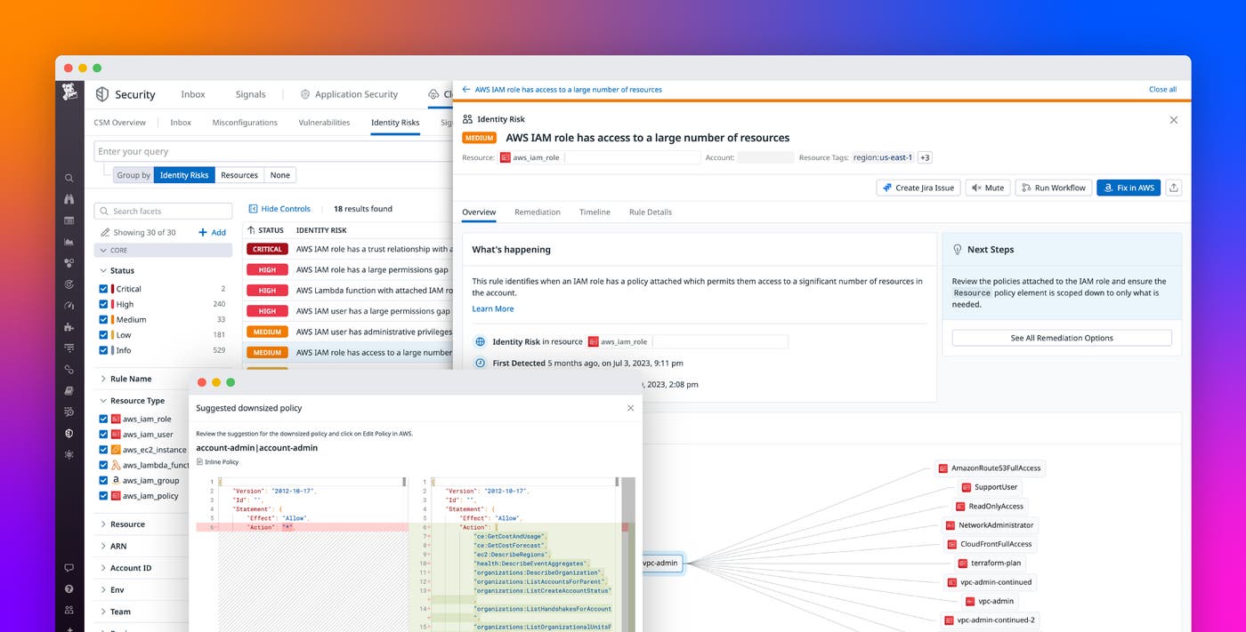 Find and remediate identity risks with Datadog Cloud Security Identity Risks Find and remediate identity risks with Datadog Cloud Security Identity Risks