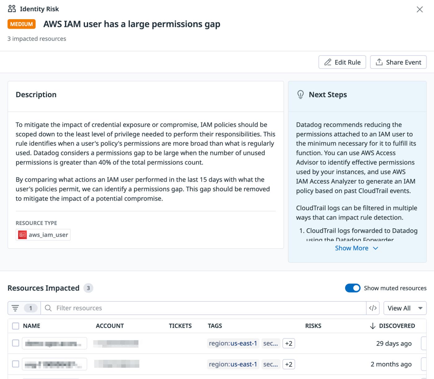 Identity risk detail side panel Identity risk detail side panel