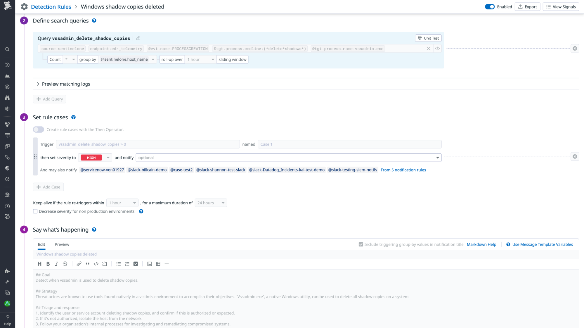 OOTB detection rules look for potential threats in your SentinelOne environment