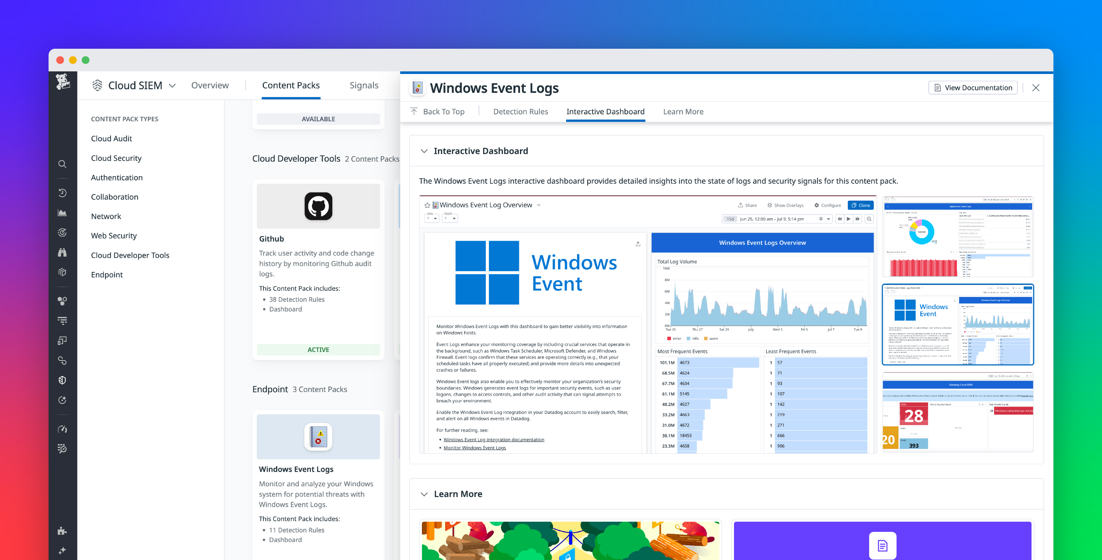 Monitor your Windows event logs with Datadog Cloud SIEM