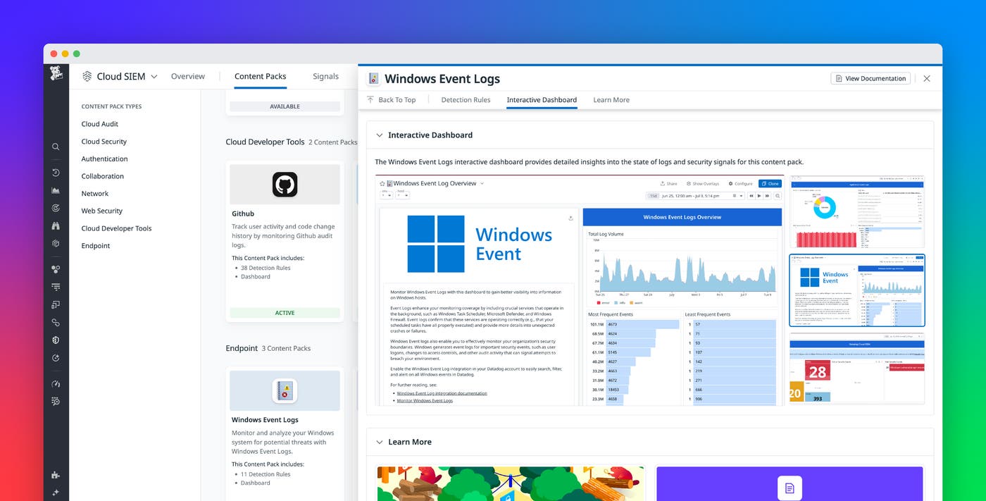 Monitor your Windows event logs with Datadog Cloud SIEM Monitor your Windows event logs with Datadog Cloud SIEM