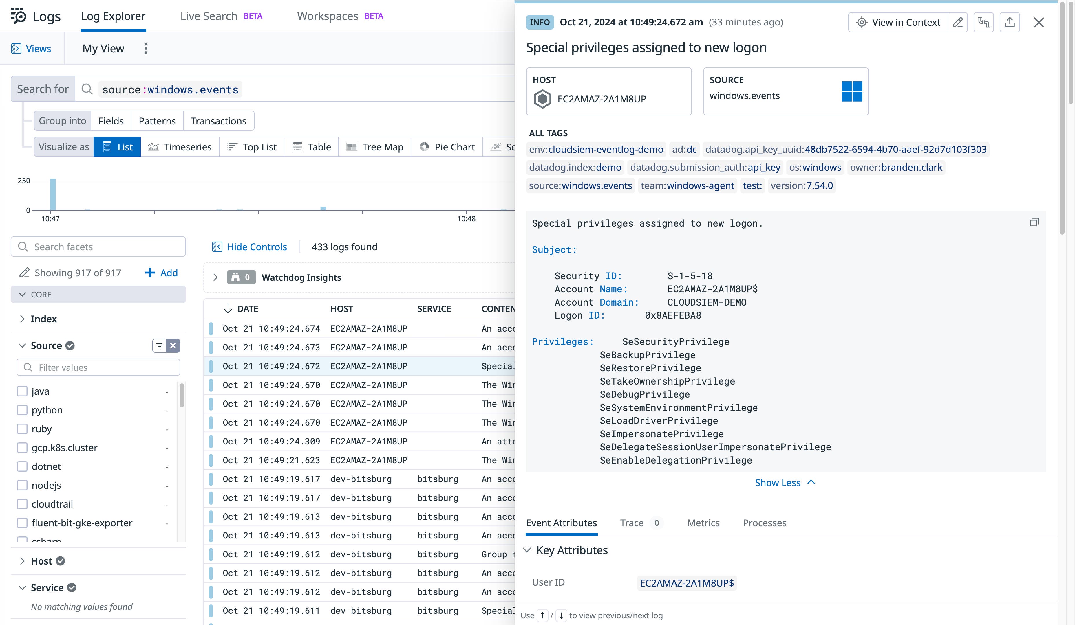 Datadog Log Management processes, parses, and enriches your Windows event logs Datadog Log Management processes, parses, and enriches your Windows event logs