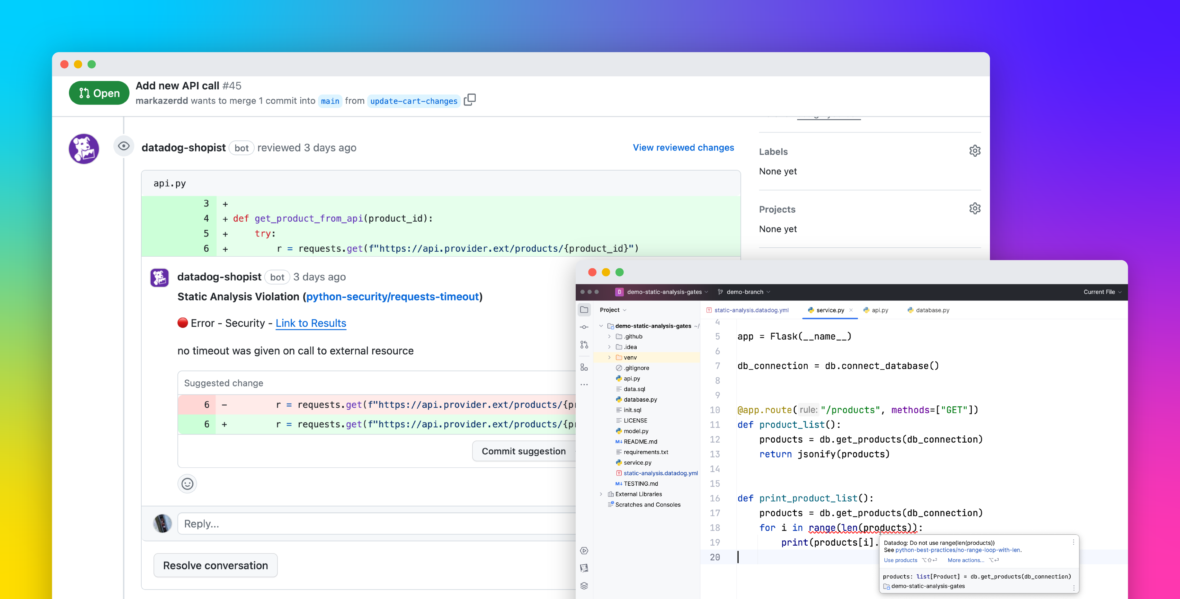 Ship high-quality, secure code faster with Datadog Code Analysis