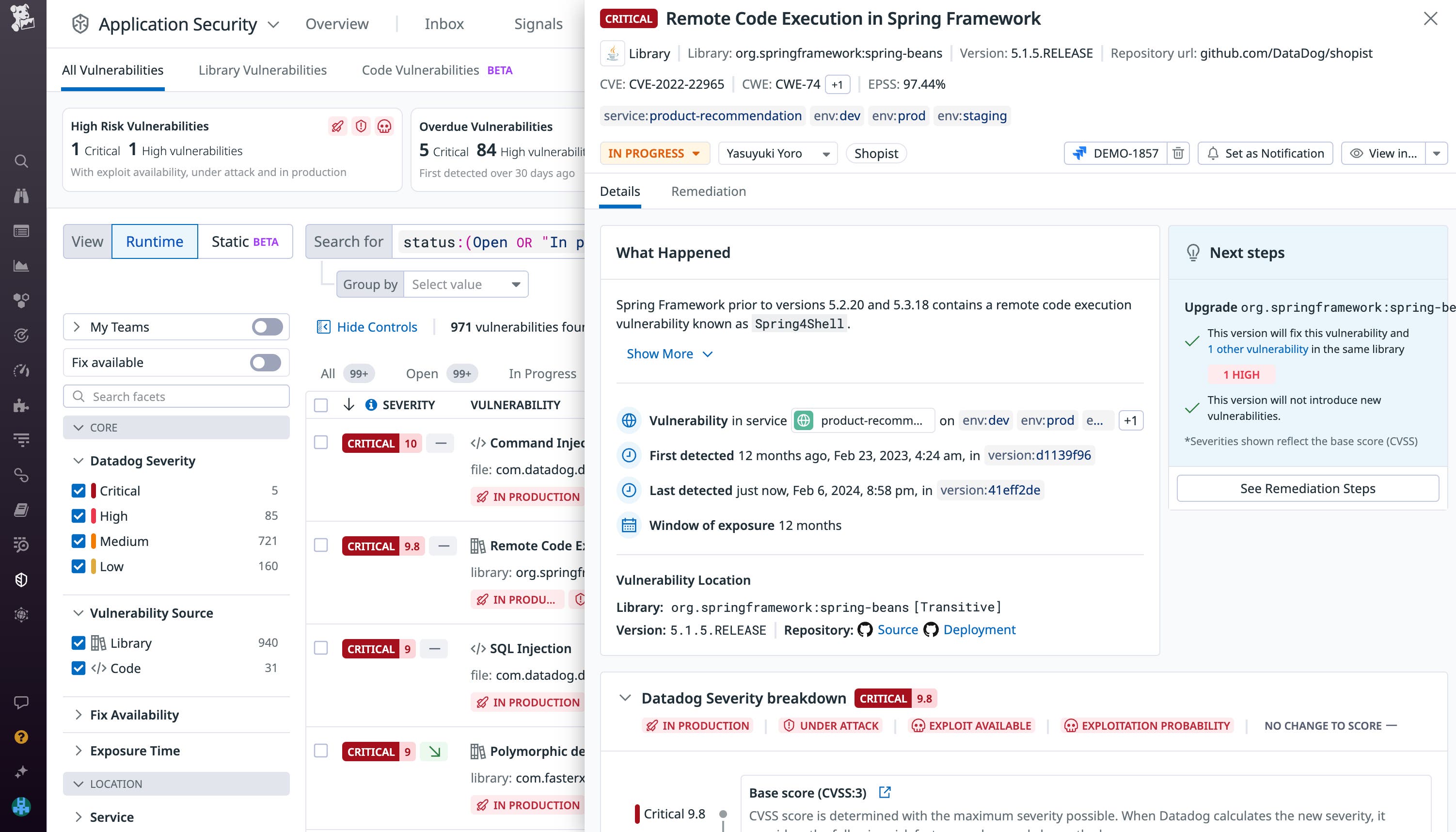 Quickly resolve runtime vulnerabilities with Datadog Code Security. Quickly resolve runtime vulnerabilities with Datadog Code Security.