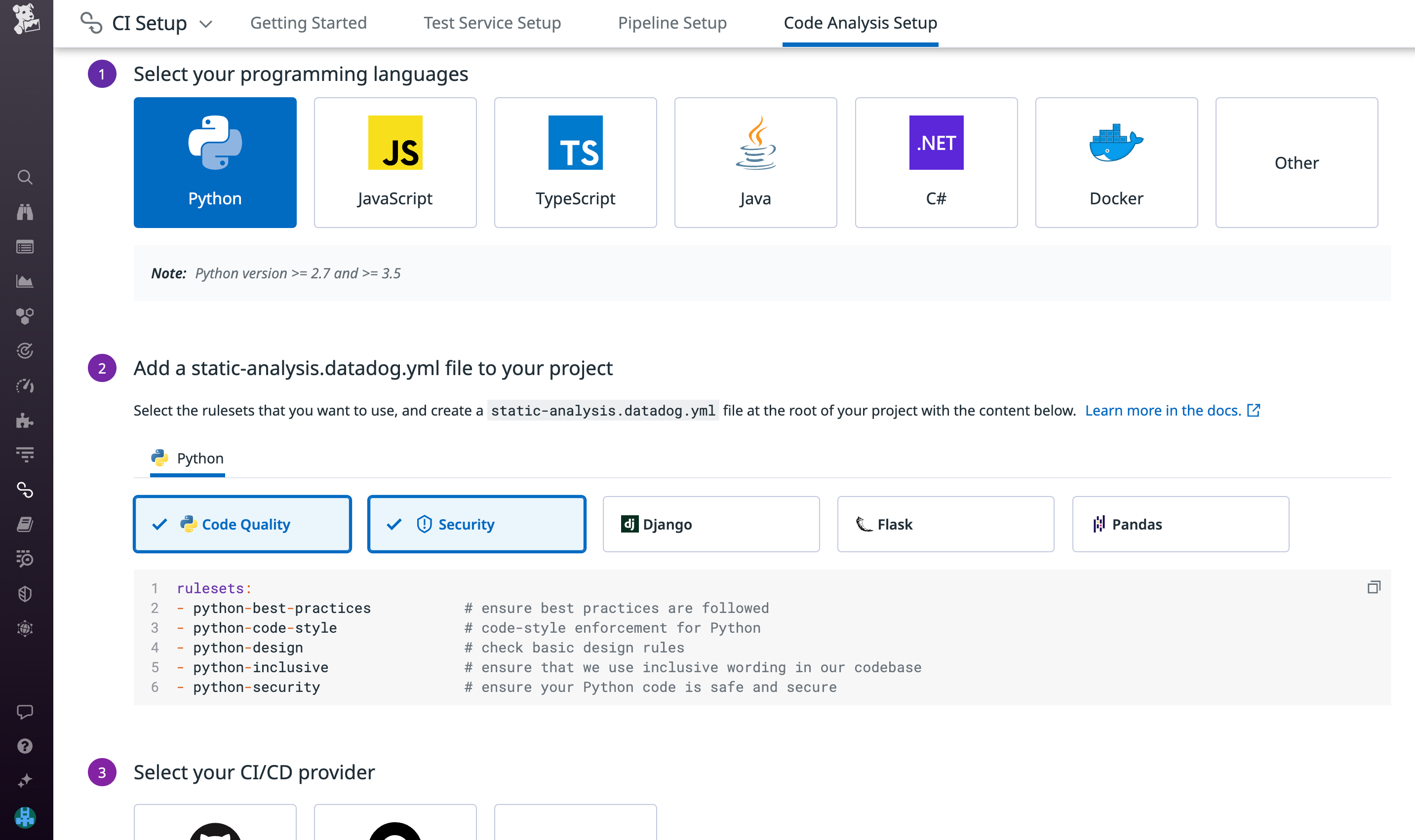 Configure Code Analysis for your project.