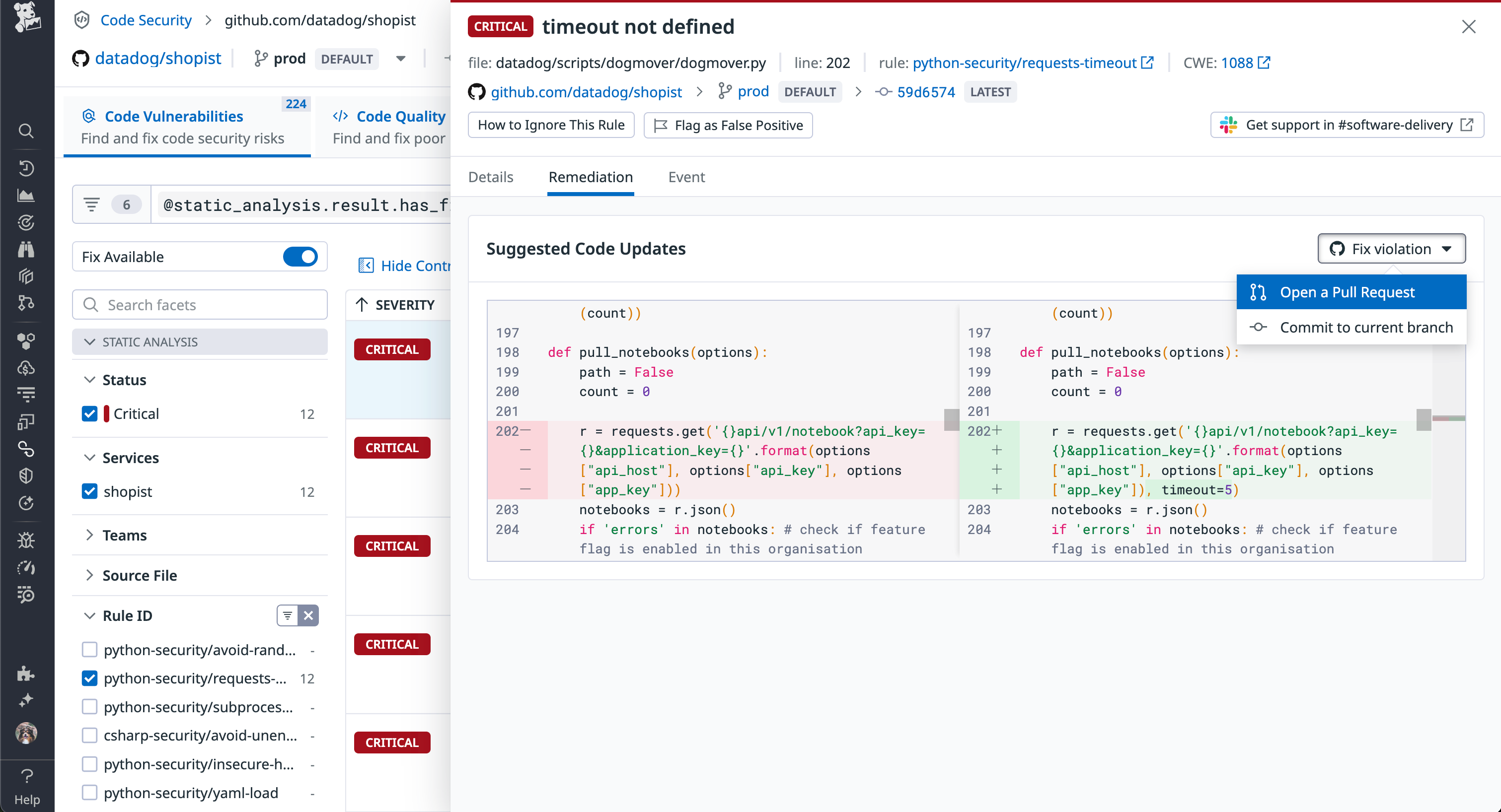 Signal shows Code Security's integration with GitHub.