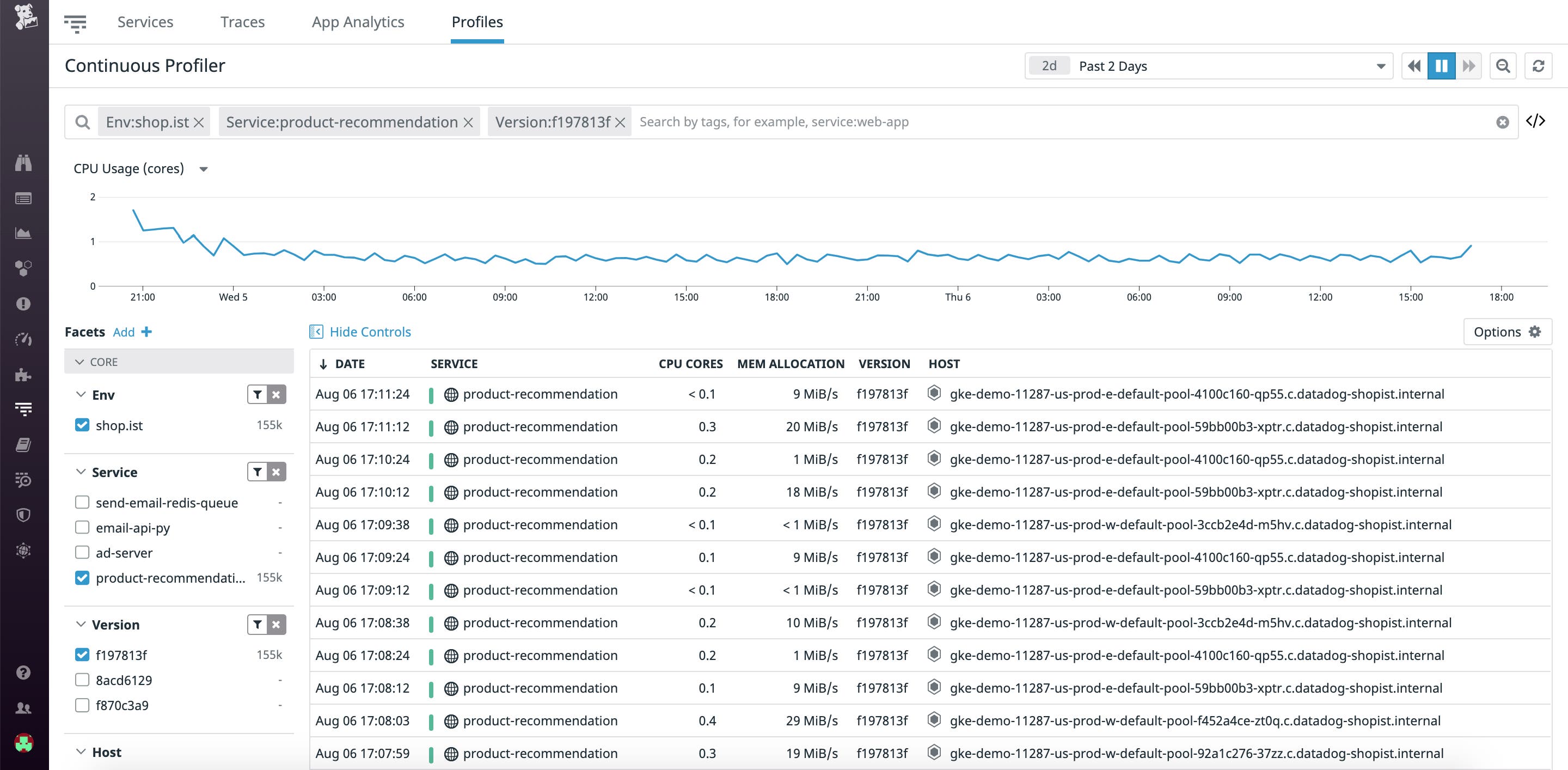 サービスやバージョンなど、さまざまな要素でプロファイルにフィルターを設定し、検索対象を絞り込みます。 サービスやバージョンなど、さまざまな要素でプロファイルにフィルターを設定し、検索対象を絞り込みます。