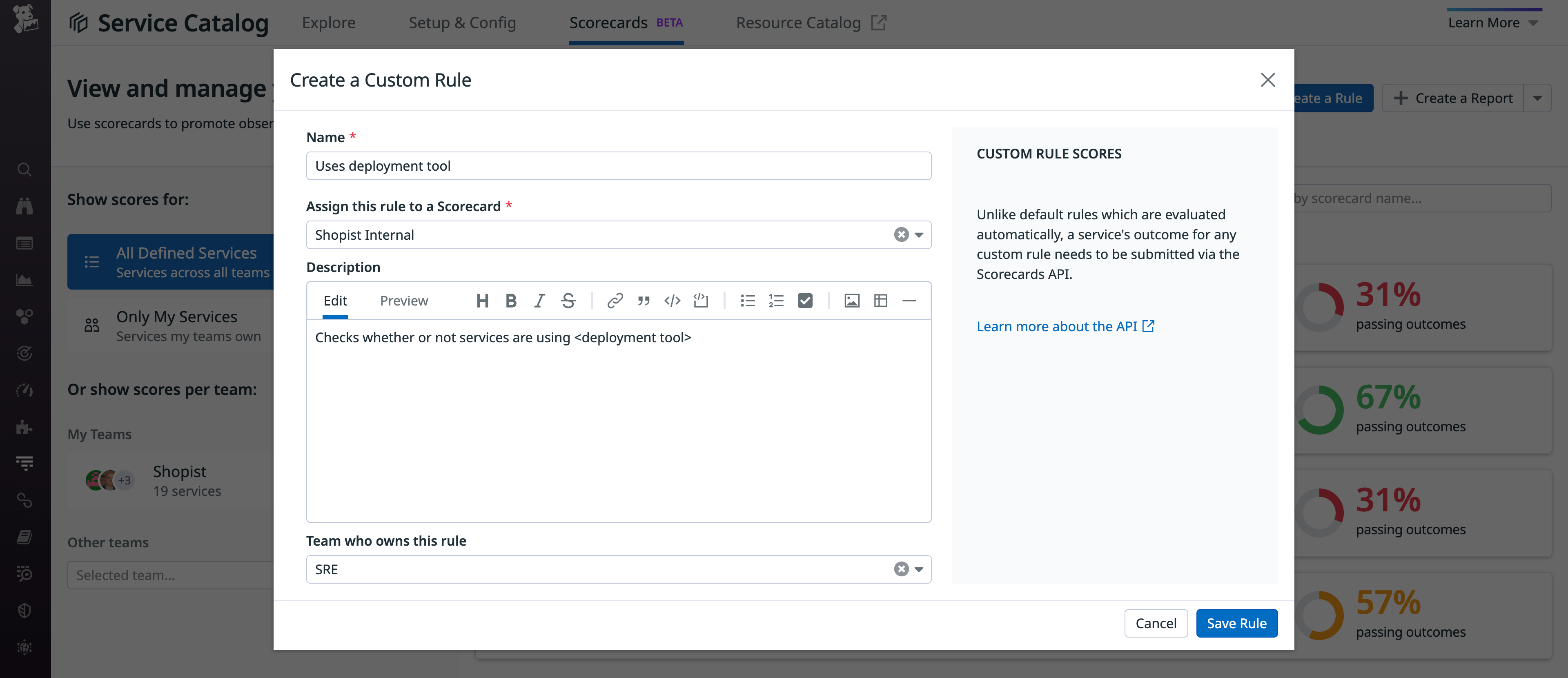 Easily create a rule for one of your custom Scorecards