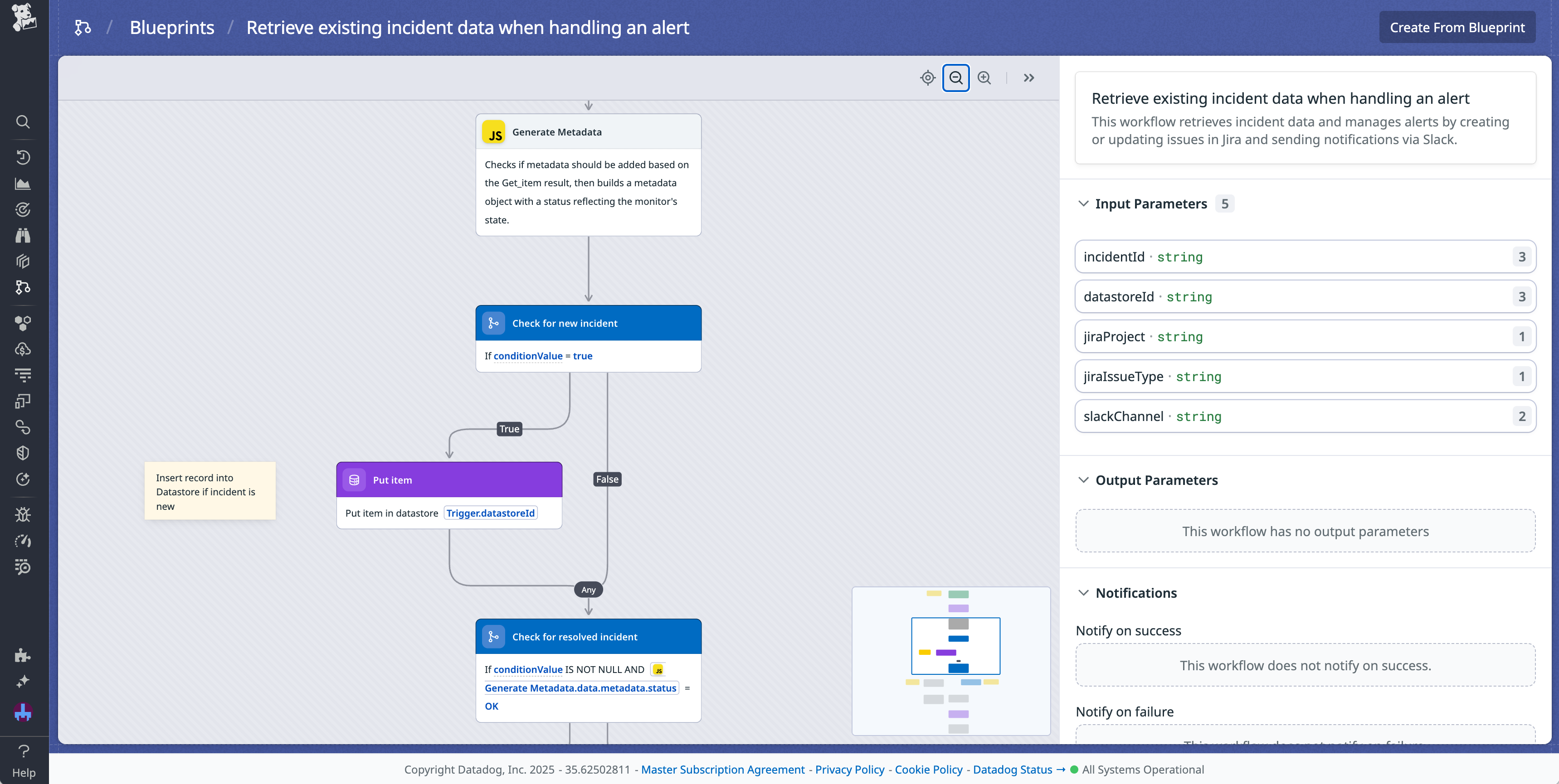 An incident management workflow blueprint within Workflow Automation.