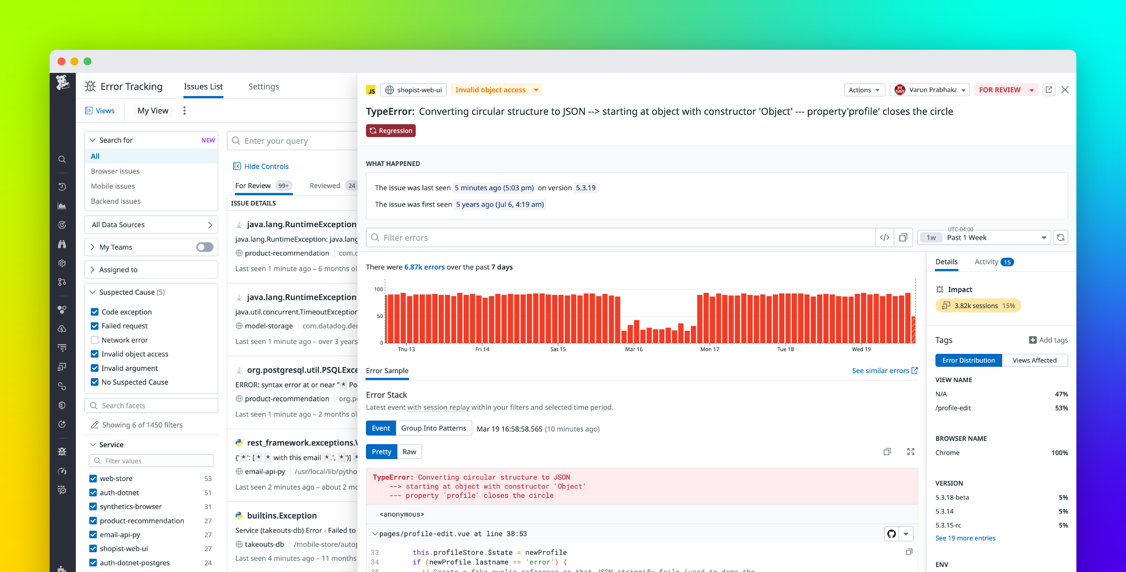 The first step to fixing what matters: Datadog Error Tracking