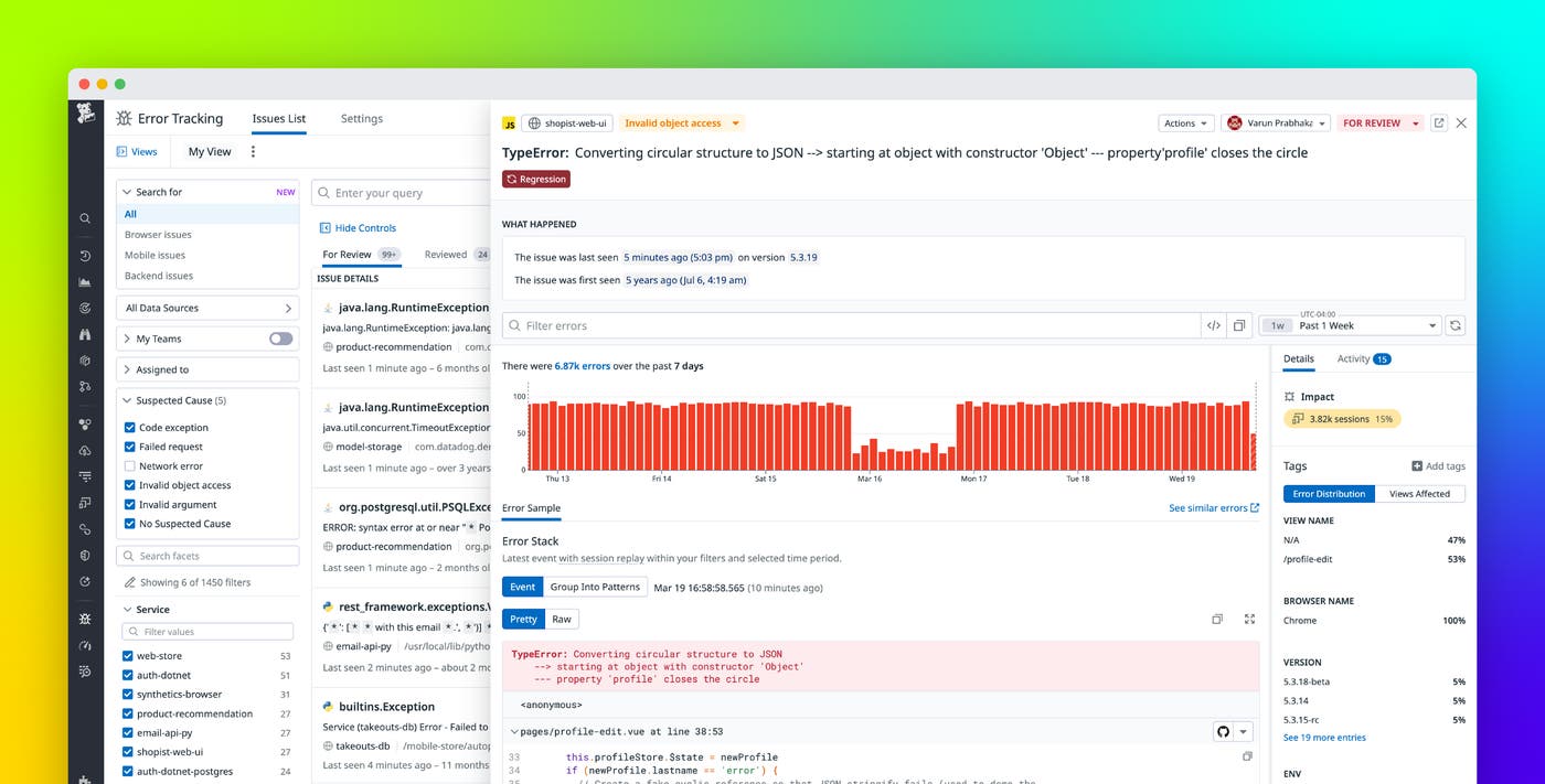 The first step to fixing what matters: Datadog Error Tracking The first step to fixing what matters: Datadog Error Tracking