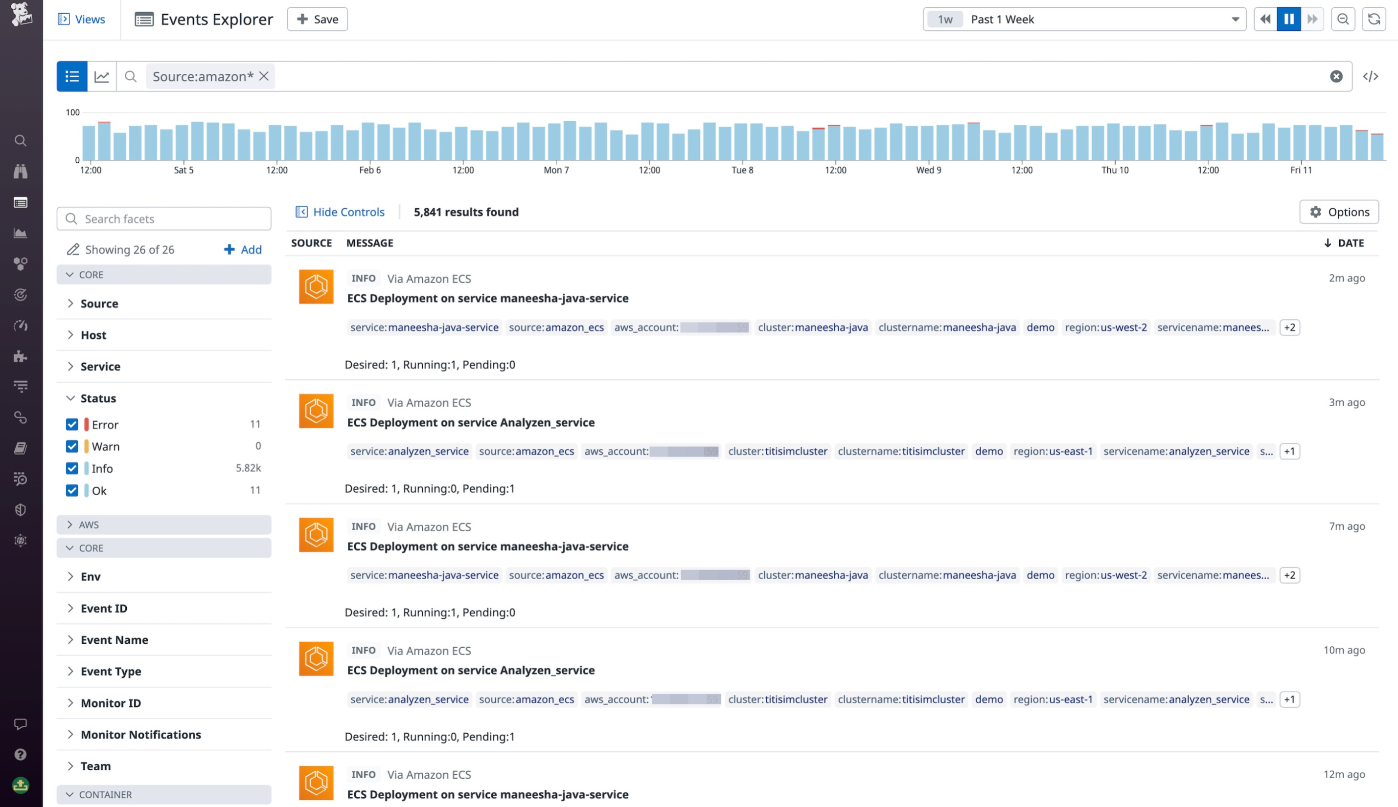 Query for events in the Events Explorer