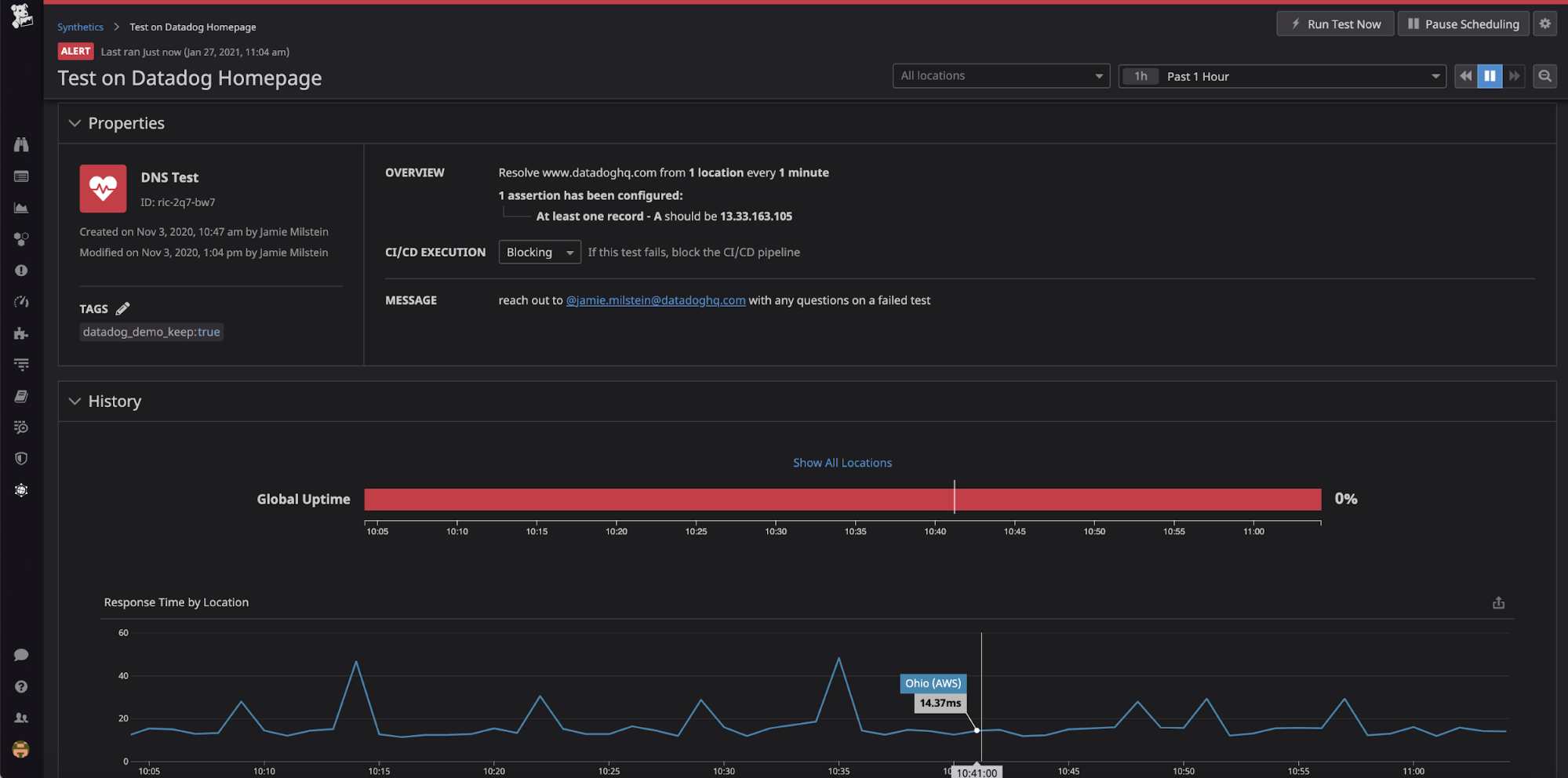 Datadog Synthetic Monitoring lets you simulate user behavior without the risk of live service outages.
