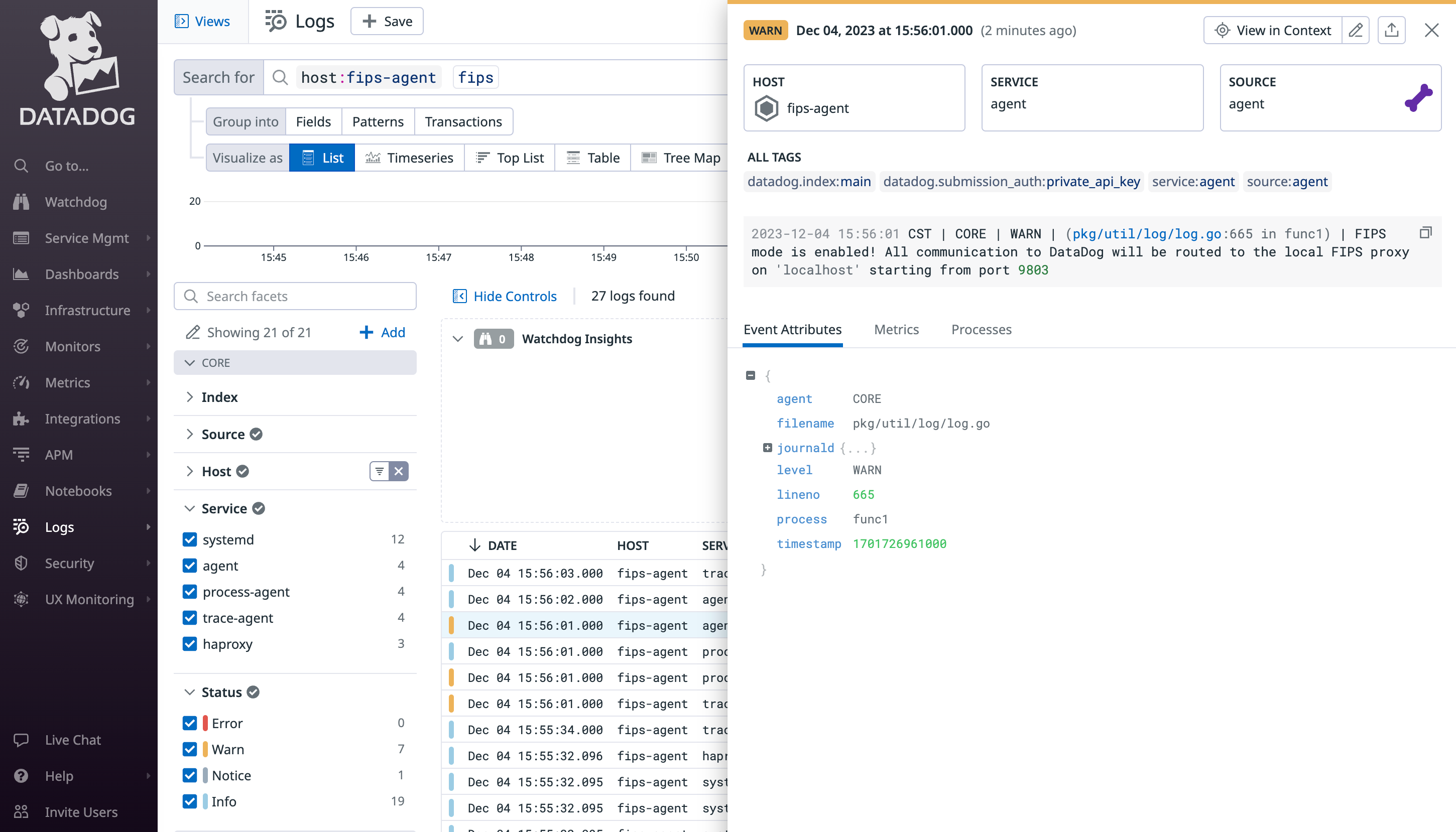 A log for the FIPS-enabled Agent