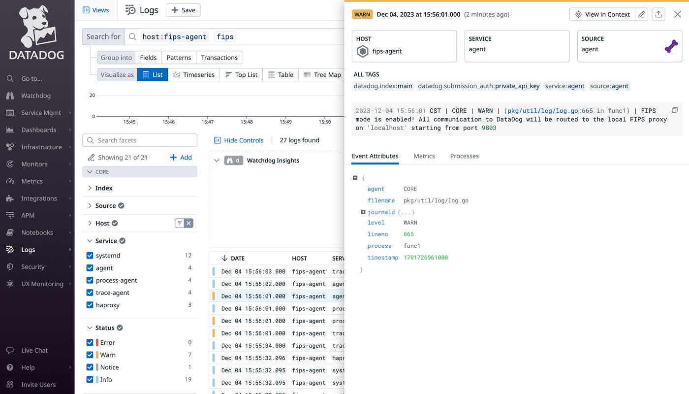 A log for the FIPS-enabled Agent A log for the FIPS-enabled Agent