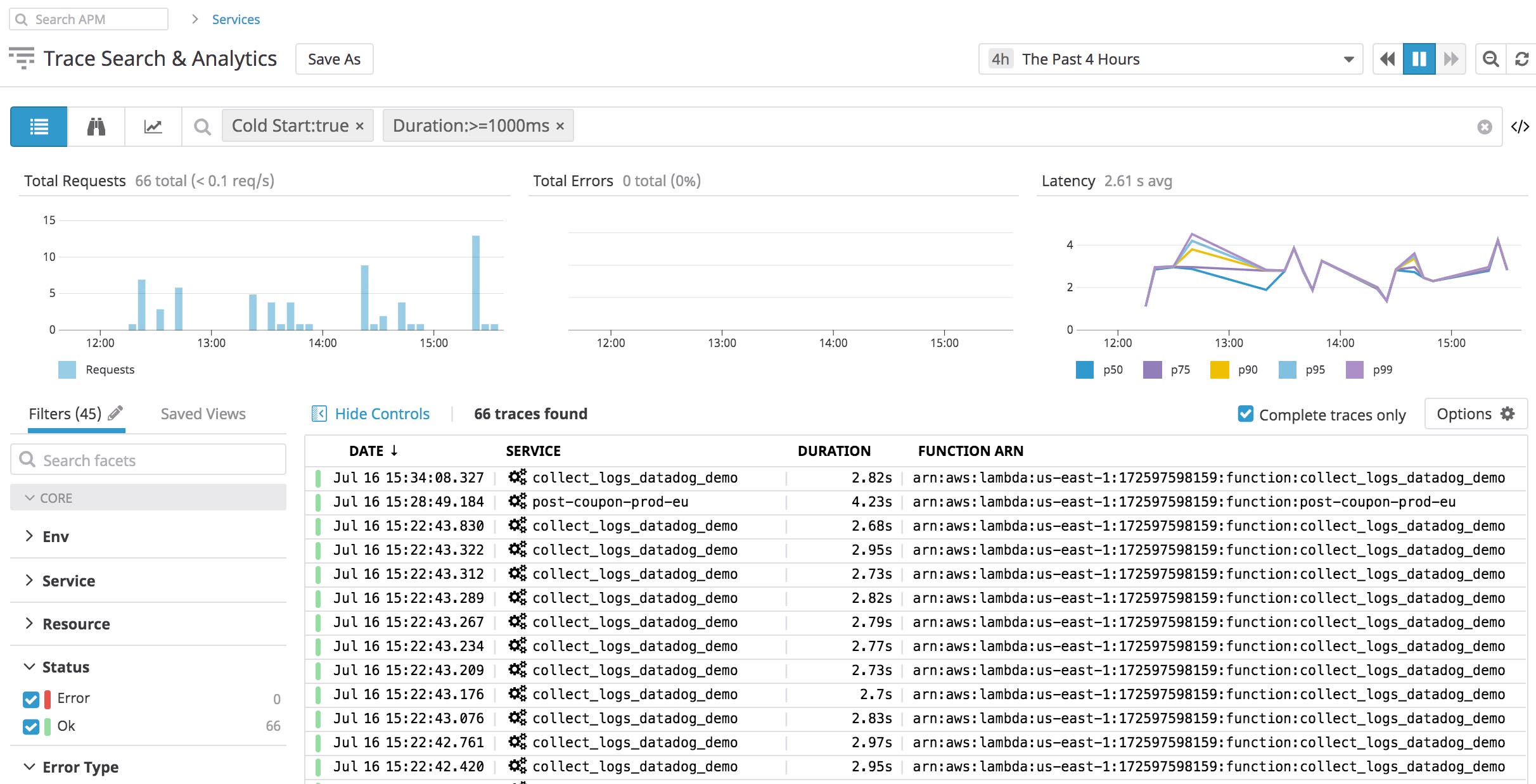 You can search your request traces to identify cold starts in your AWS Lambda functions You can search your request traces to identify cold starts in your AWS Lambda functions
