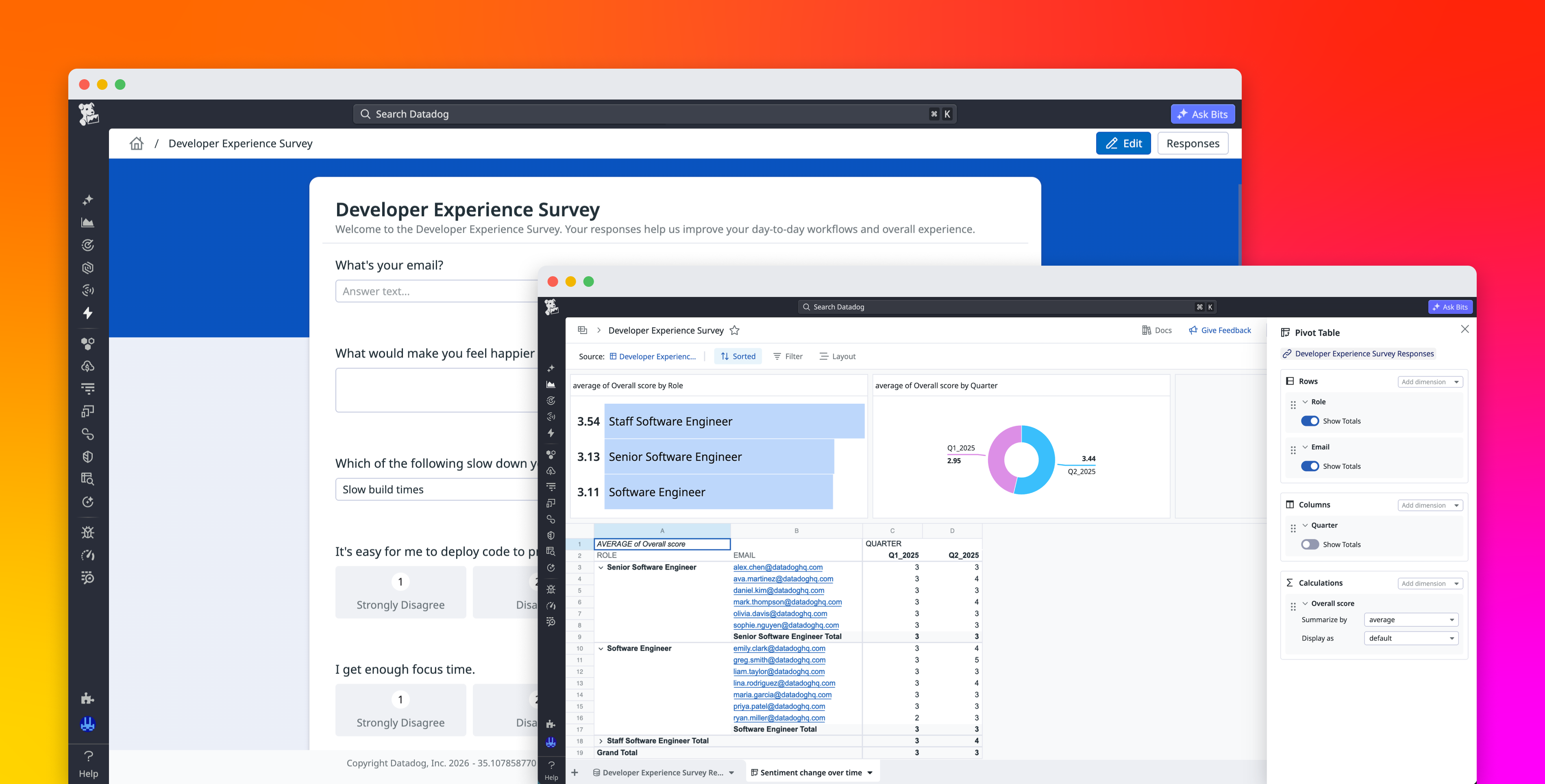 Turn developer feedback into operational insight with Datadog Forms and Sheets