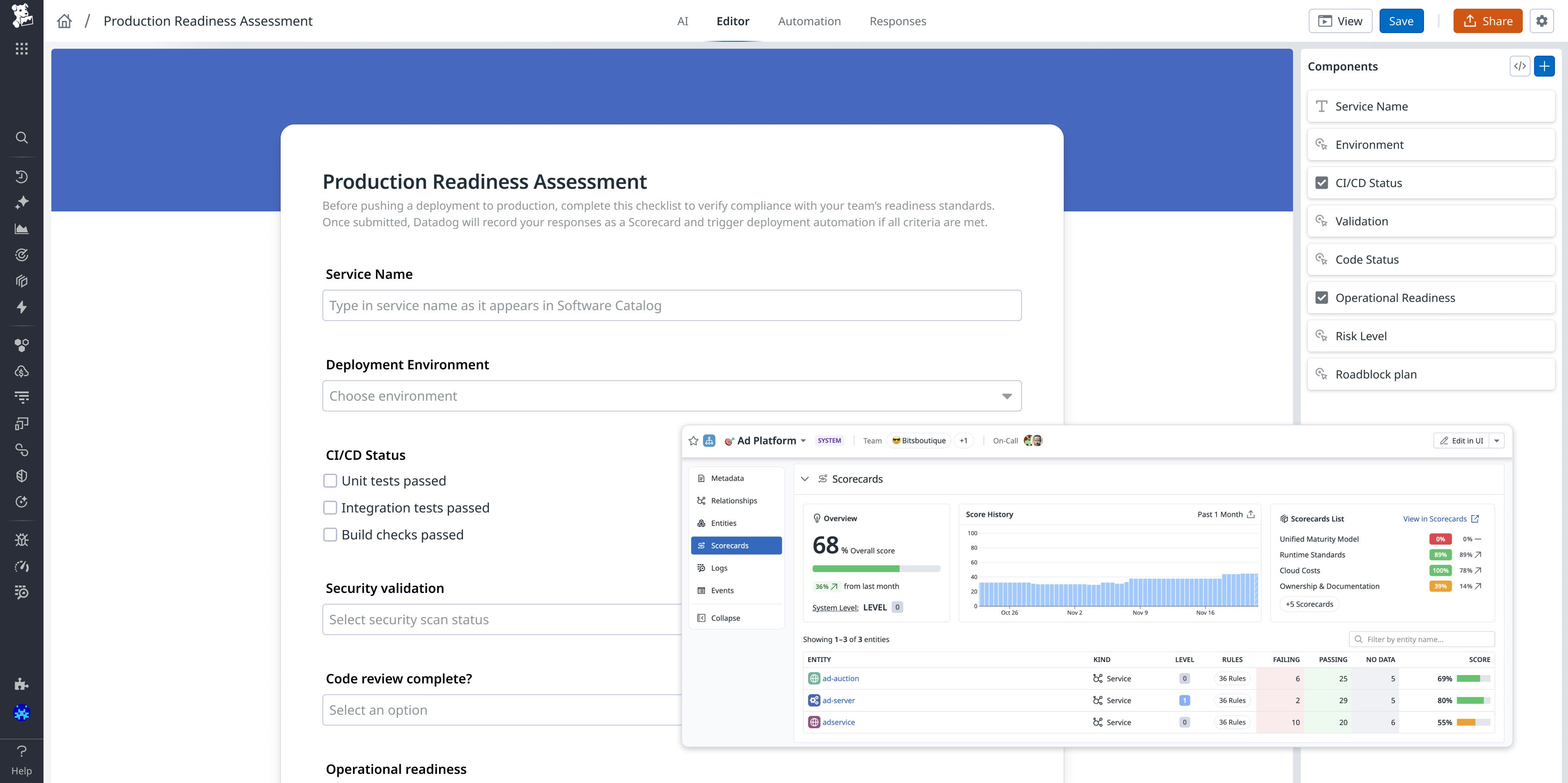 A screenshot of a pre-deployment form to confirm production readiness during code review. A screenshot of a pre-deployment form to confirm production readiness during code review.
