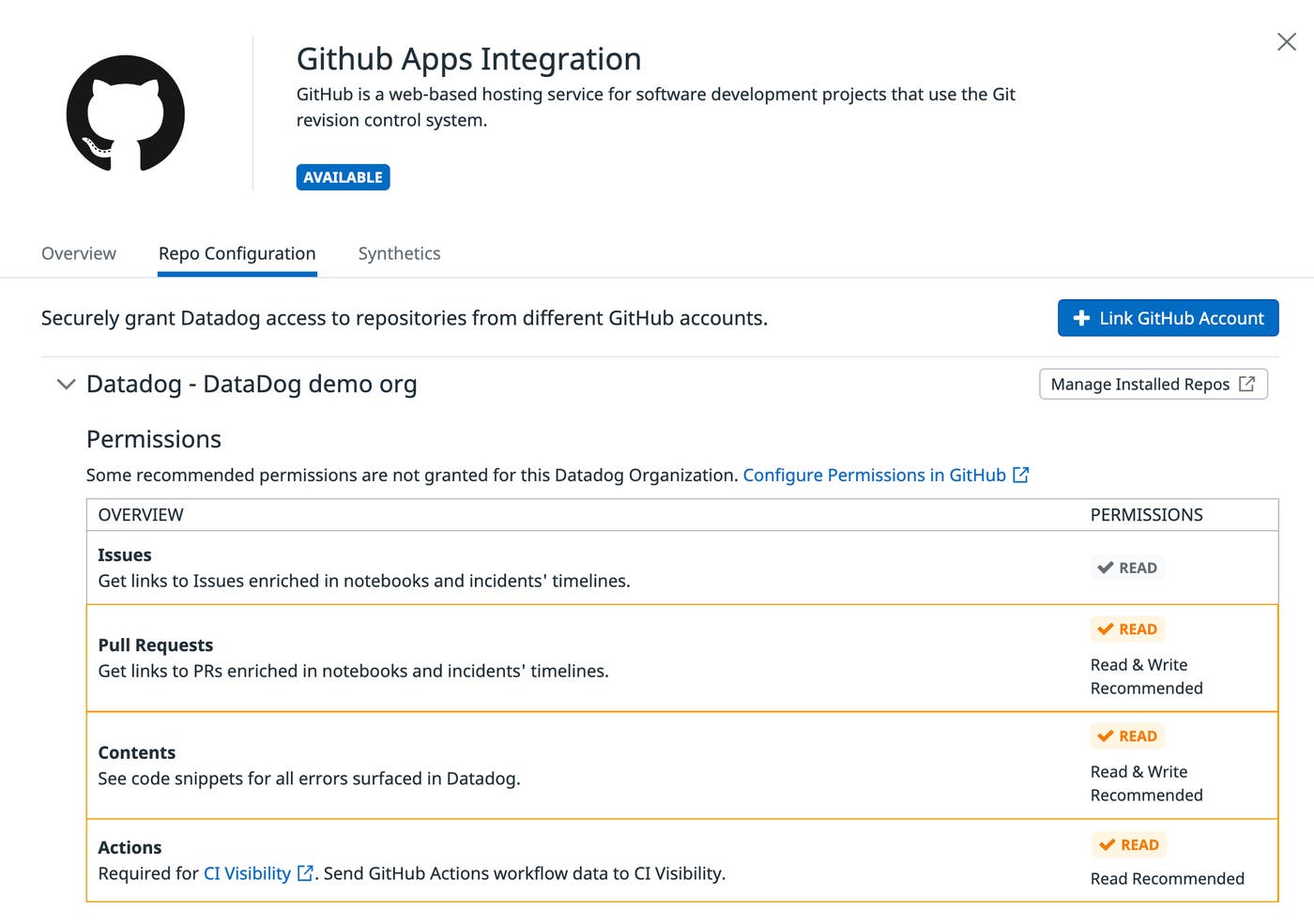 Configure GitHub Actions with Datadog CI Visibility Configure GitHub Actions with Datadog CI Visibility
