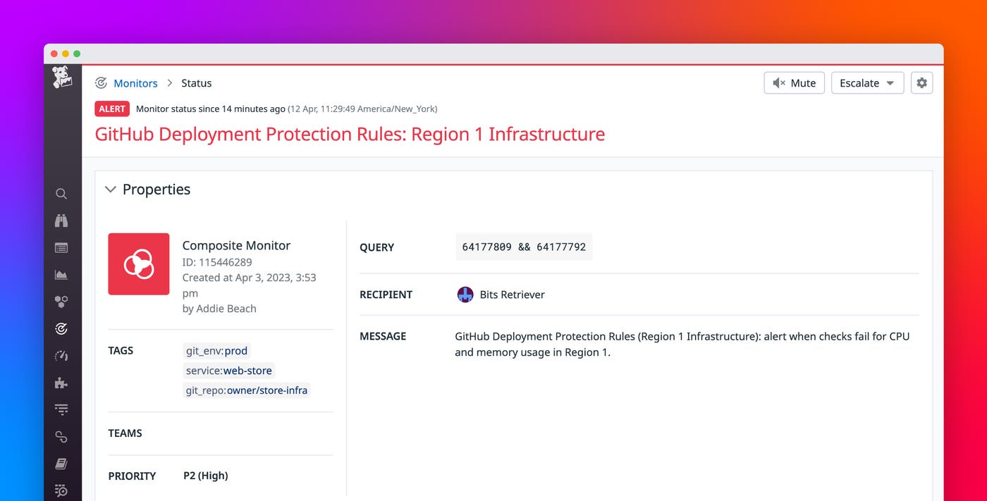 Use Datadog monitors as quality gates for GitHub Actions deployments Use Datadog monitors as quality gates for GitHub Actions deployments