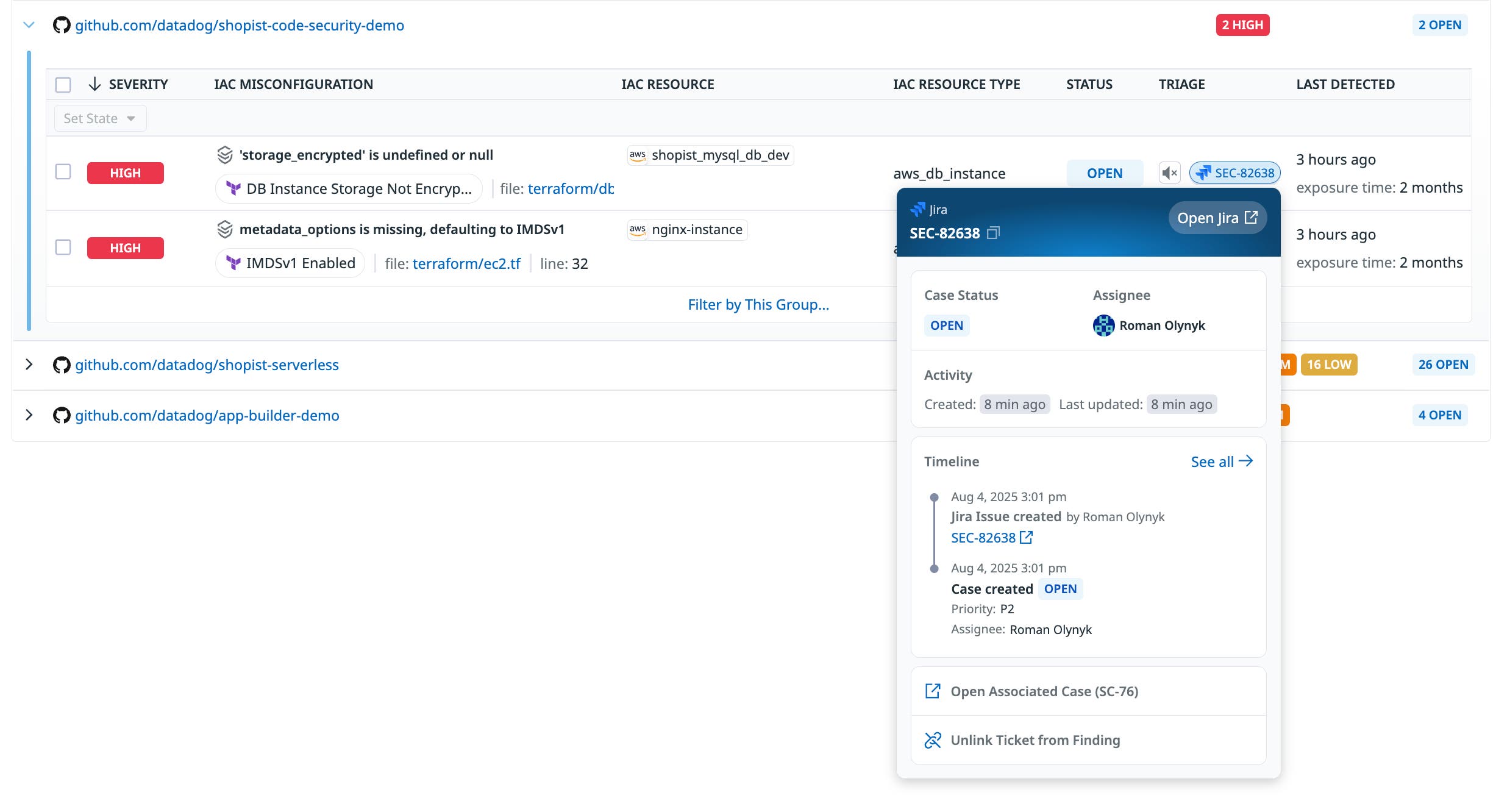 A Jira ticket that was created from an IaC Security finding. A Jira ticket that was created from an IaC Security finding.