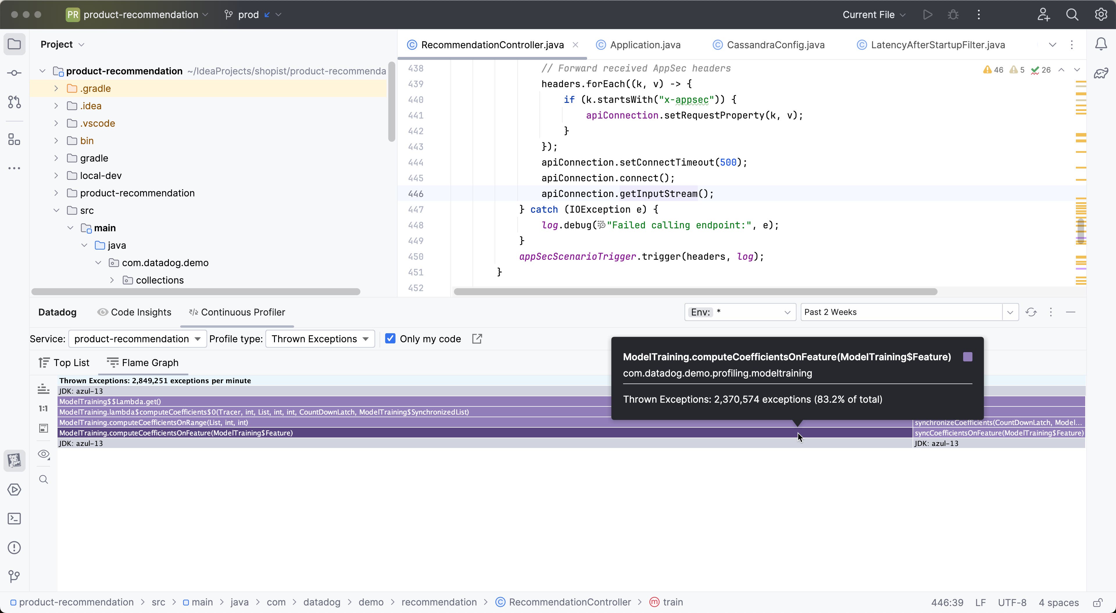Visualize flame graphs within your IDE. Visualize flame graphs within your IDE.