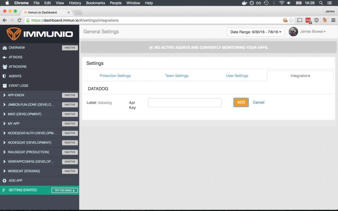 Integrating Datadog with IMMUNIO Integrating Datadog with IMMUNIO