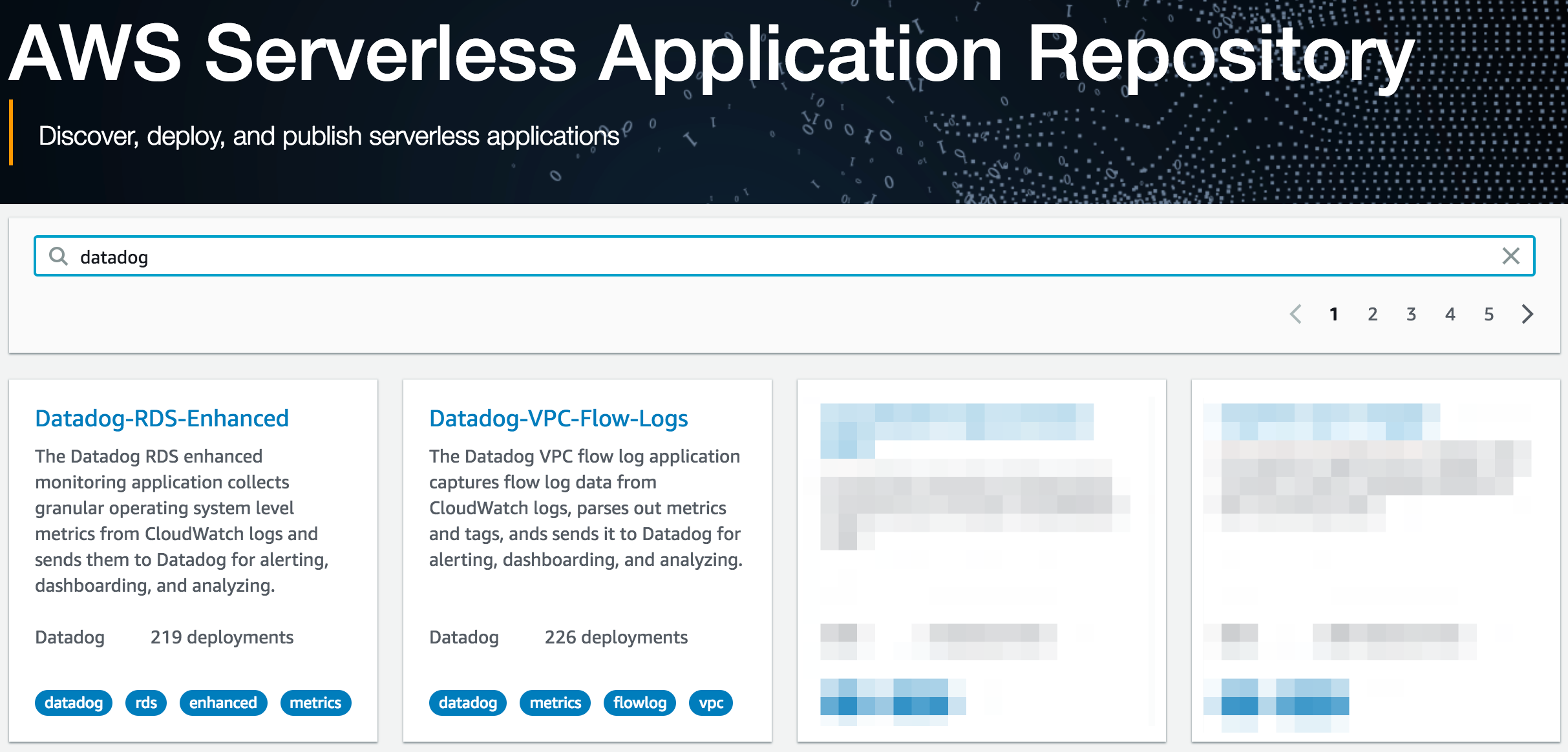 Datadog's two published serveless applications.