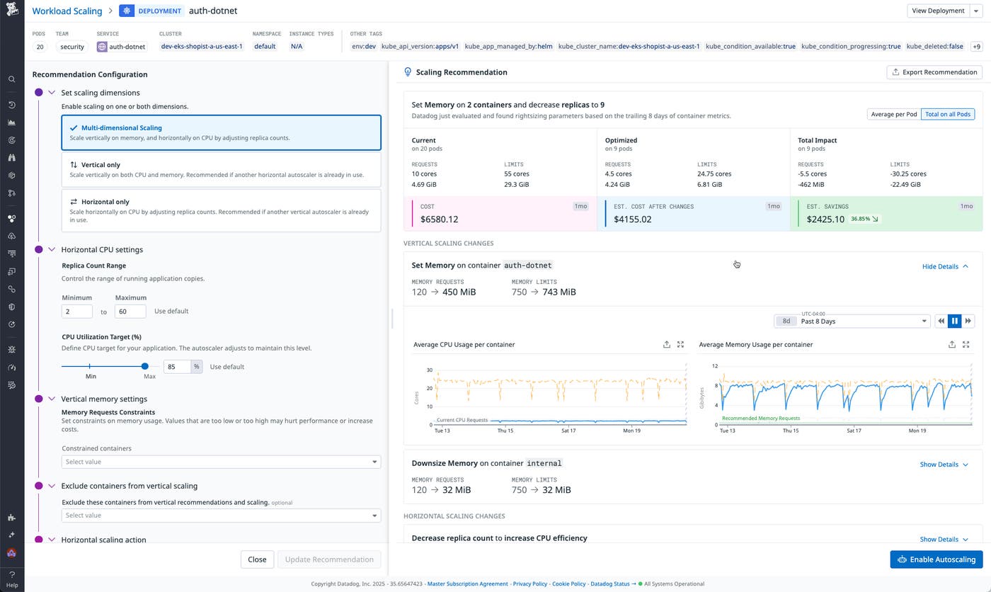The autoscaler configuration window for a Kubernetes workload. The autoscaler configuration window for a Kubernetes workload.