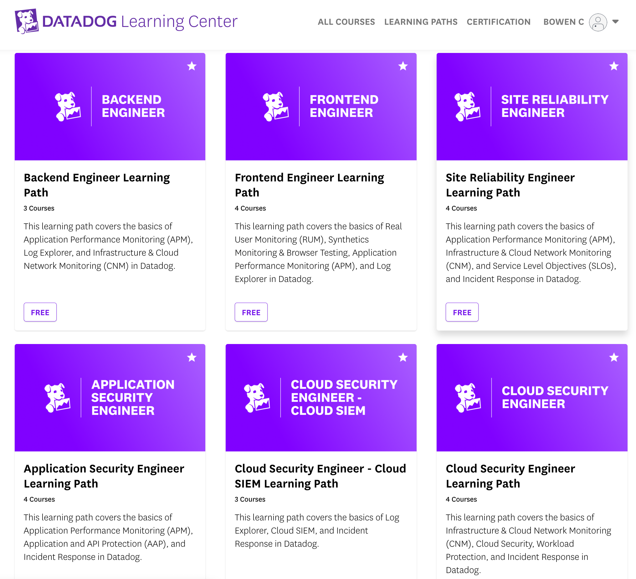 The Learning Center currently offers six different persona-based Learning Paths.