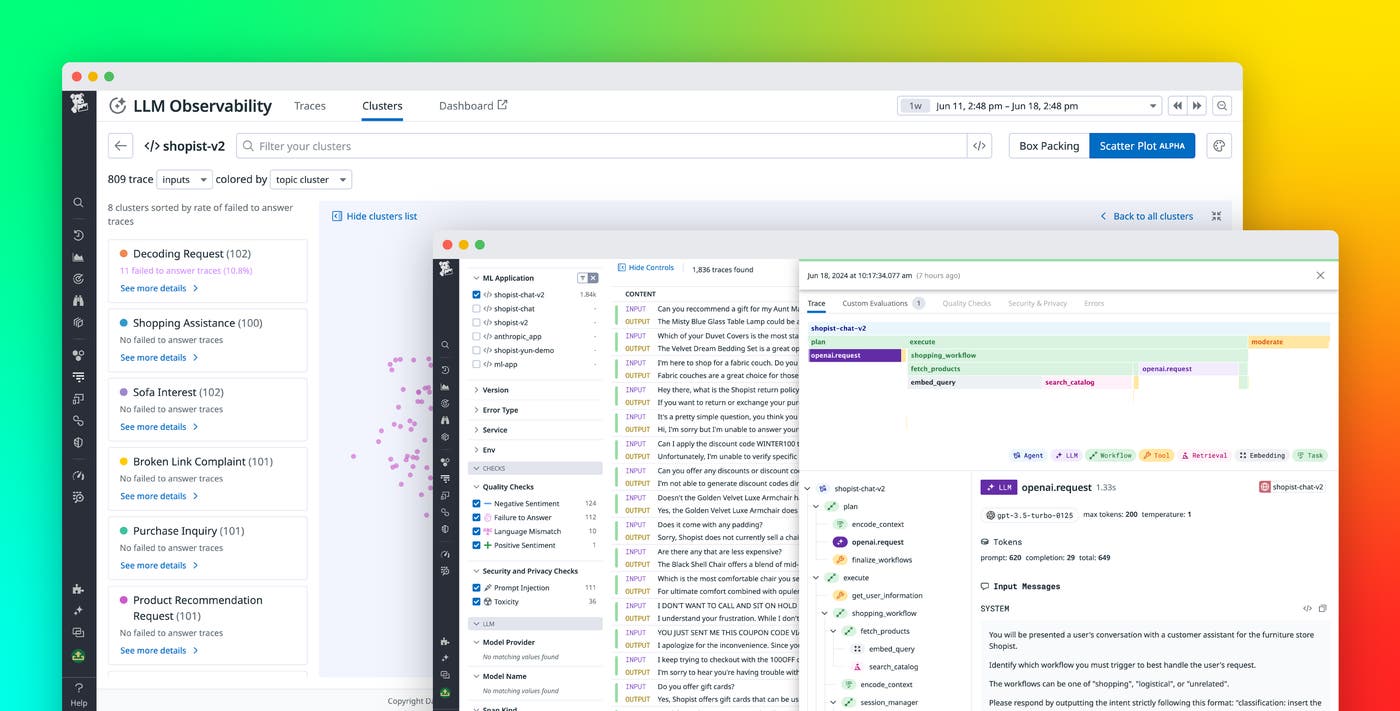 Monitor, troubleshoot, improve, and secure your LLM applications with Datadog LLM Observability Monitor, troubleshoot, improve, and secure your LLM applications with Datadog LLM Observability
