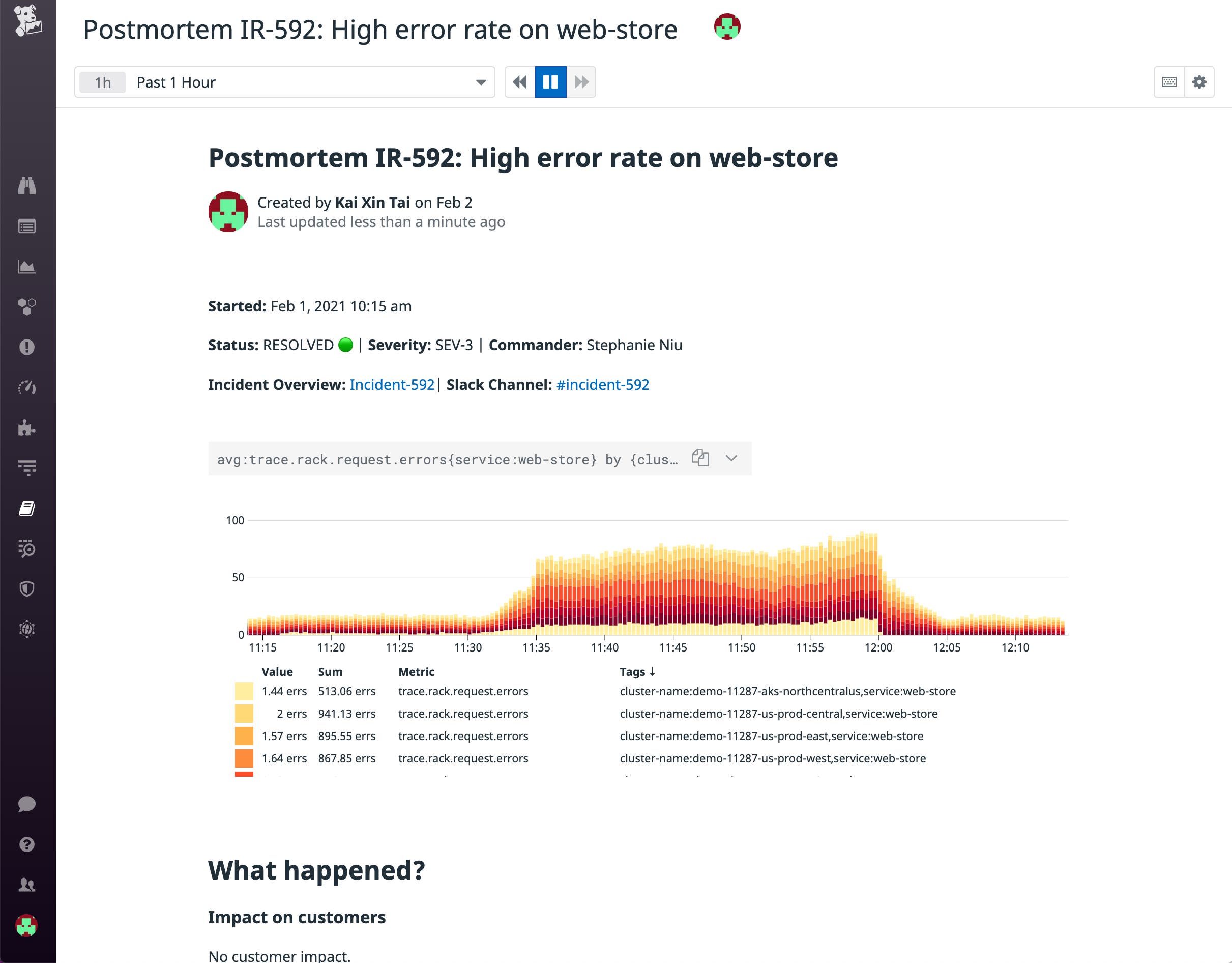 Use Datadog Notebooks to collaborate with your team on incident postmortems Use Datadog Notebooks to collaborate with your team on incident postmortems