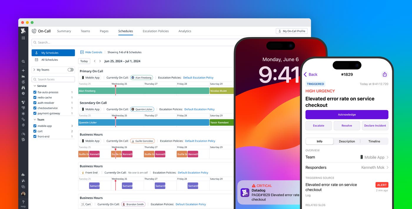 Datadog On-Call で可観測性データをすばやく確認。オンコールエクスペリエンスをより良いものに Datadog On-Call で可観測性データをすばやく確認。オンコールエクスペリエンスをより良いものに